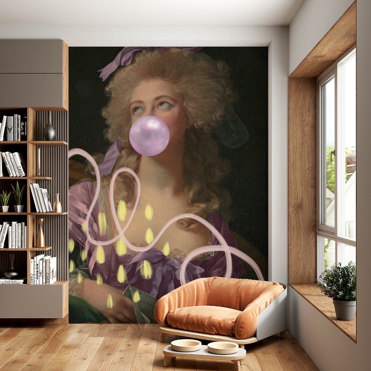 Bubble-Gum Lady Pink Yellow tapeta v pokoji
