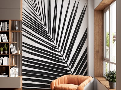Black White Palm Leaf 1