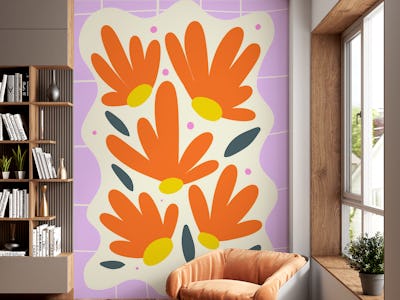 Modern grid flowers violet