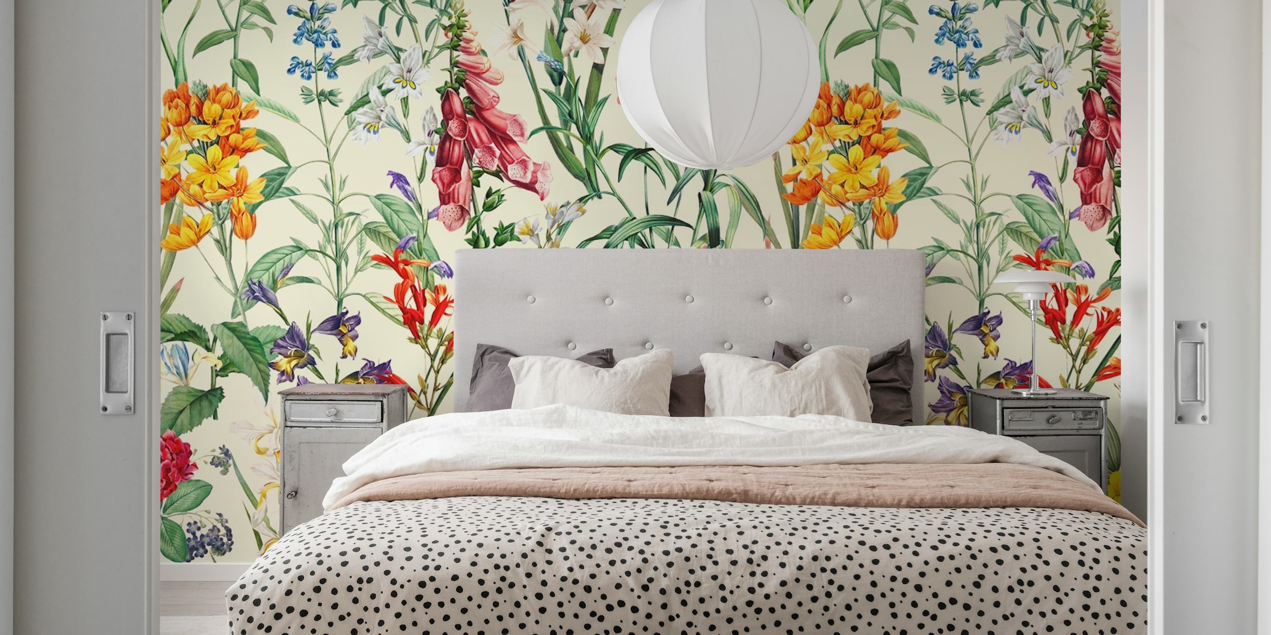 Šareni cvjetni zidni mural Čarobni vrt XXIII s raznim živim cvijećem i zelenilom