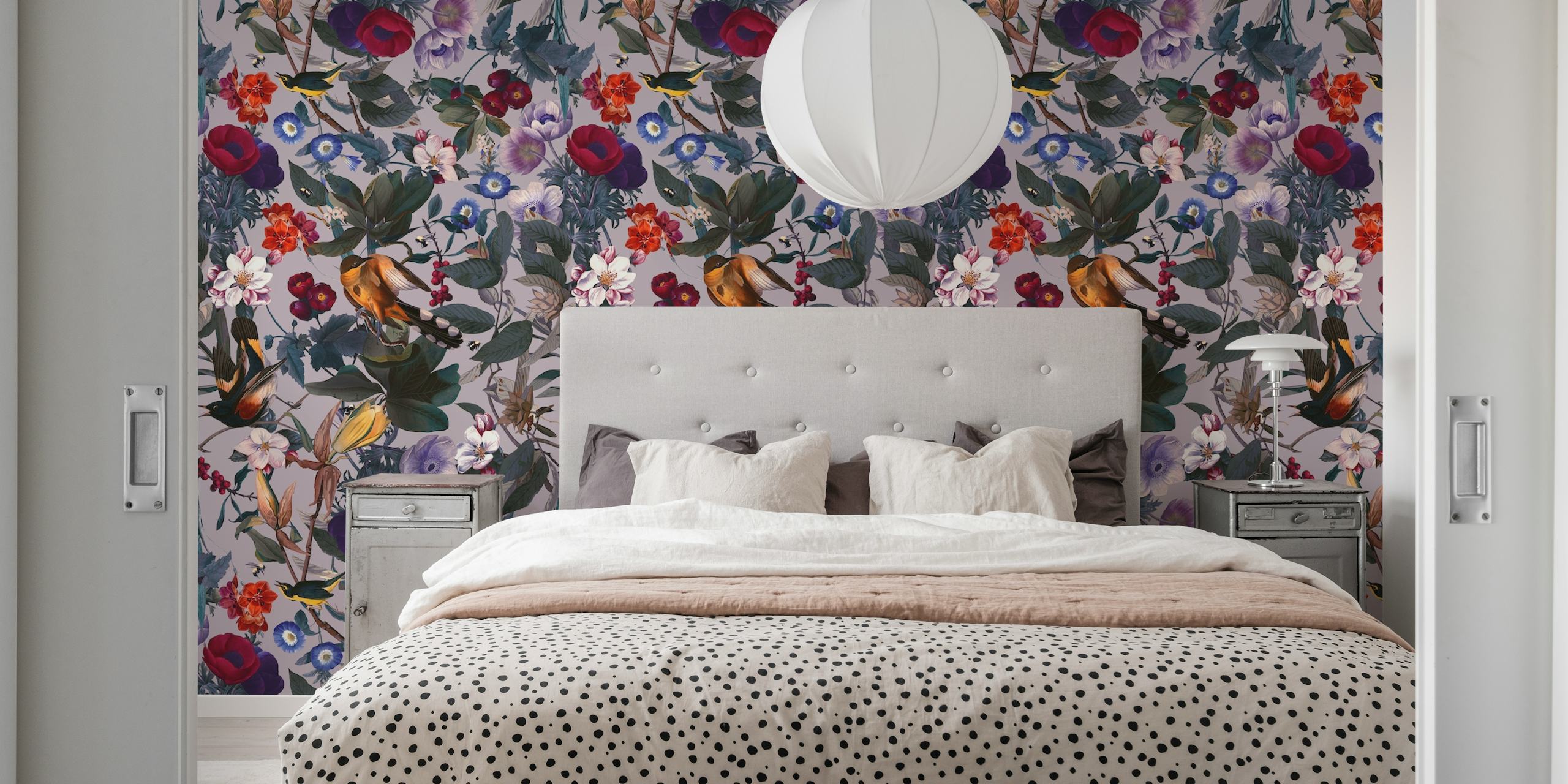Floral and Birds XL ταπετσαρία σε ένα δωμάτιο