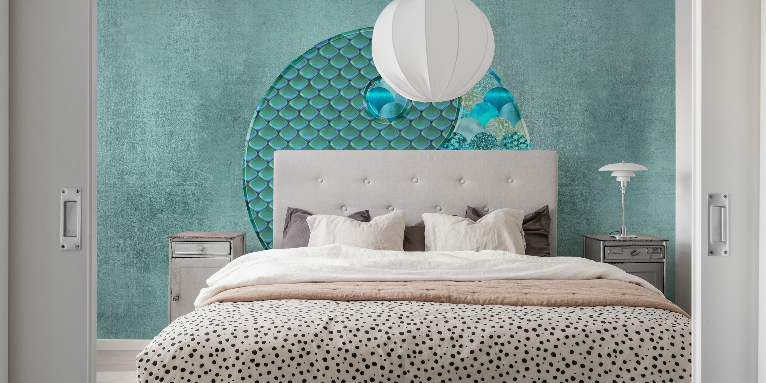 Yin Yang Mermaid papier peint dans une pièce