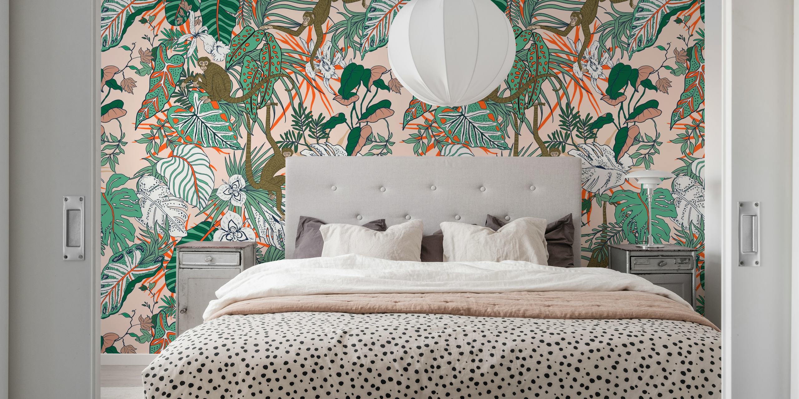 Tropical nature abstract wallpaper in a room