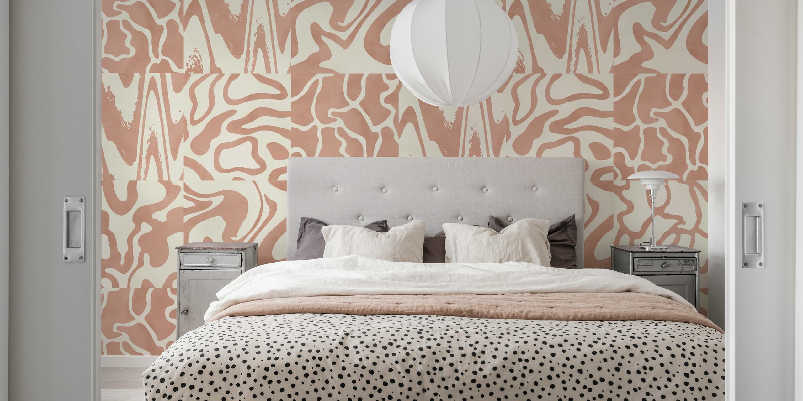 Modern pink and cream marble pattern wallpaper