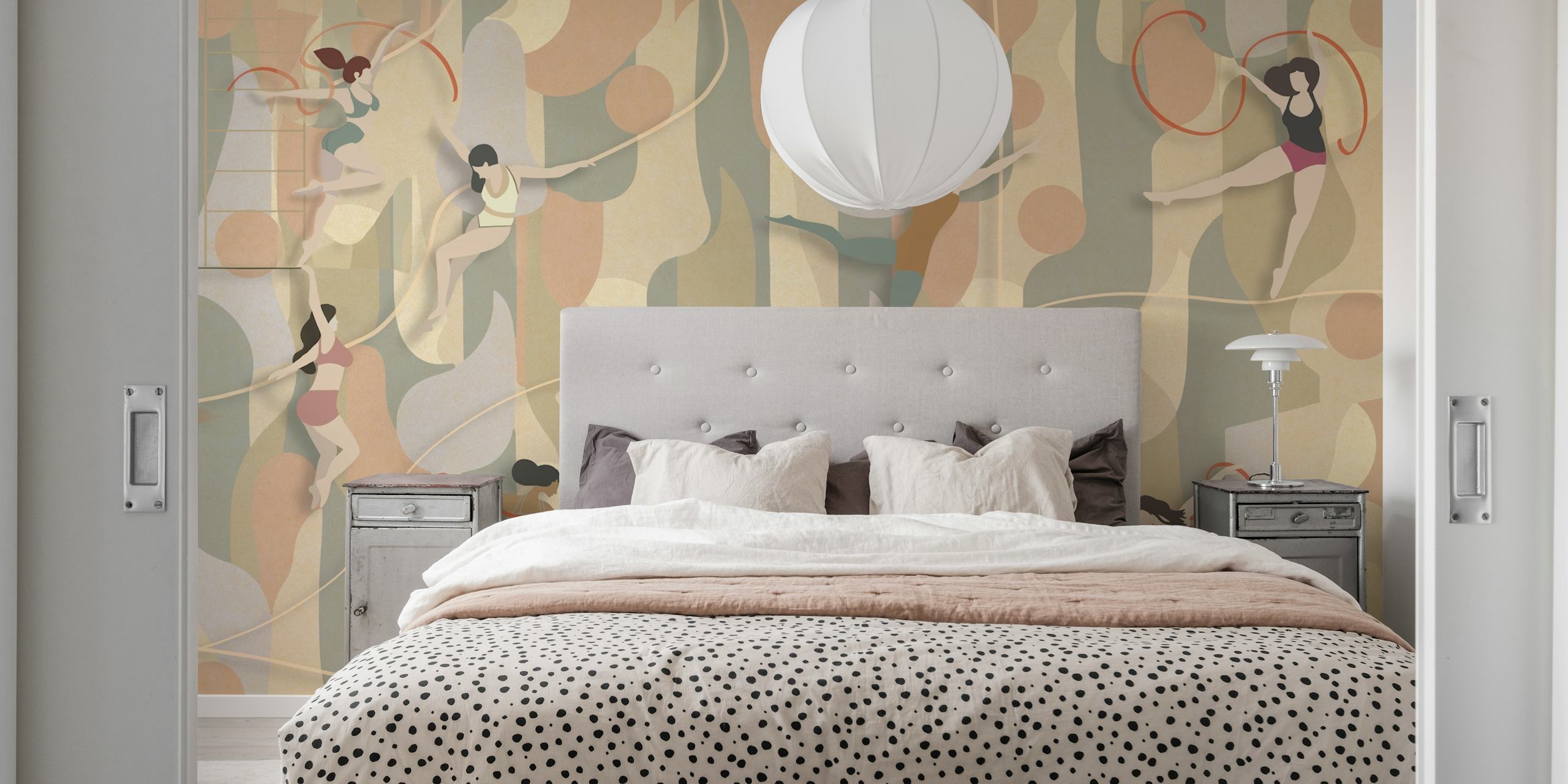 Elegant acrobats wallpaper in a room