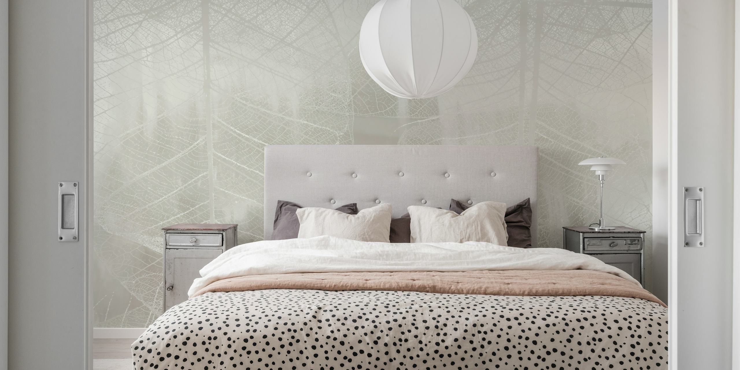 Ethereal Leaf Elegance papel de parede em um quarto