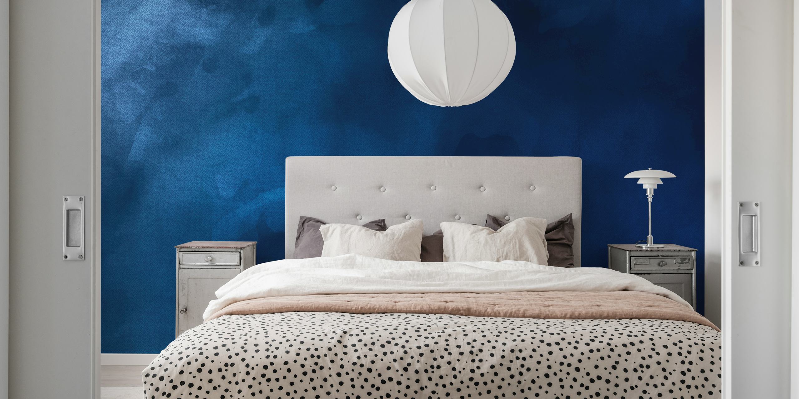 Indigo Ocean Canvas papel pintado en una habitación