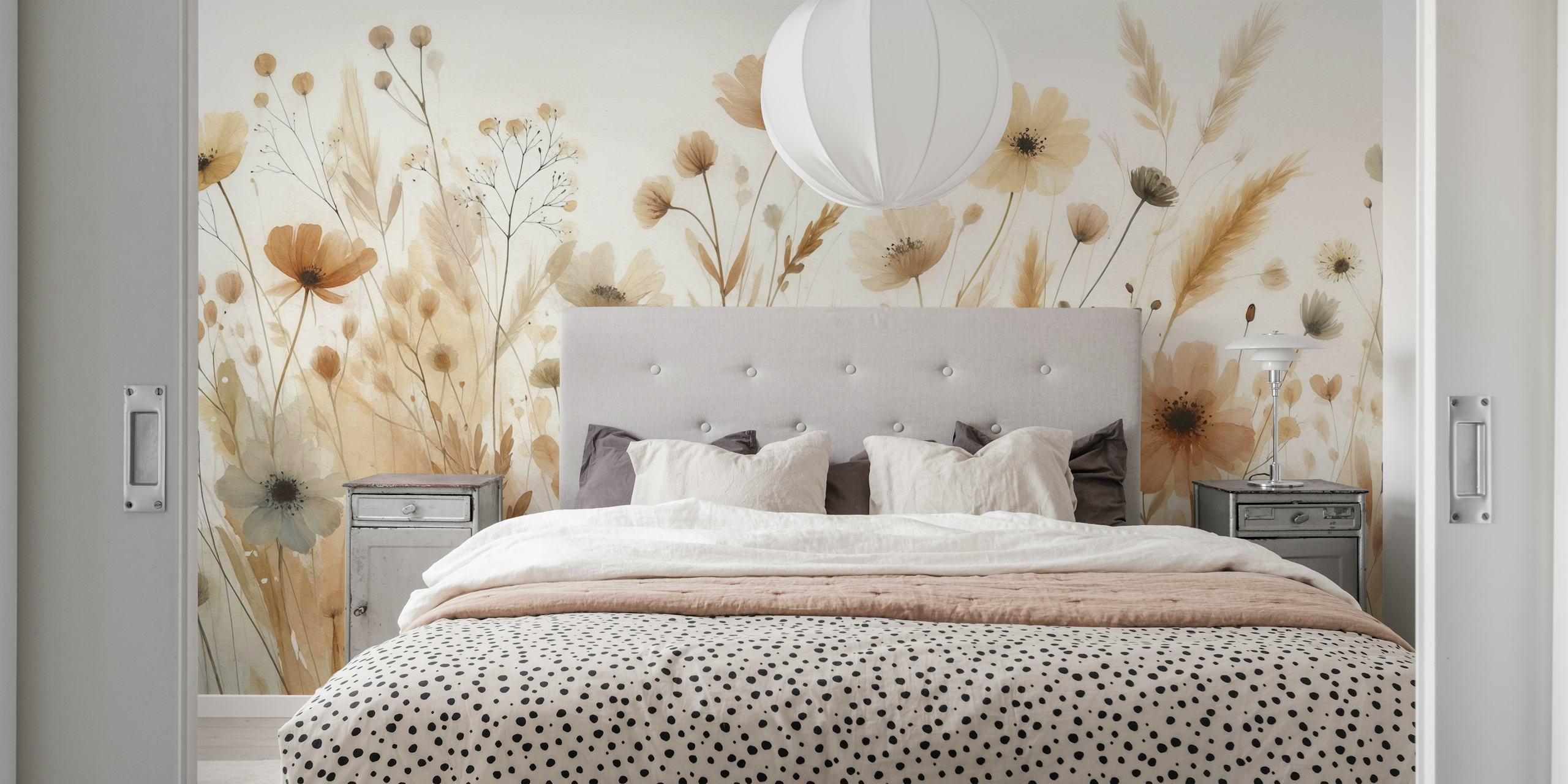 Φλοράλ σχέδιο ταπετσαρίας σε ένα δωμάτιο