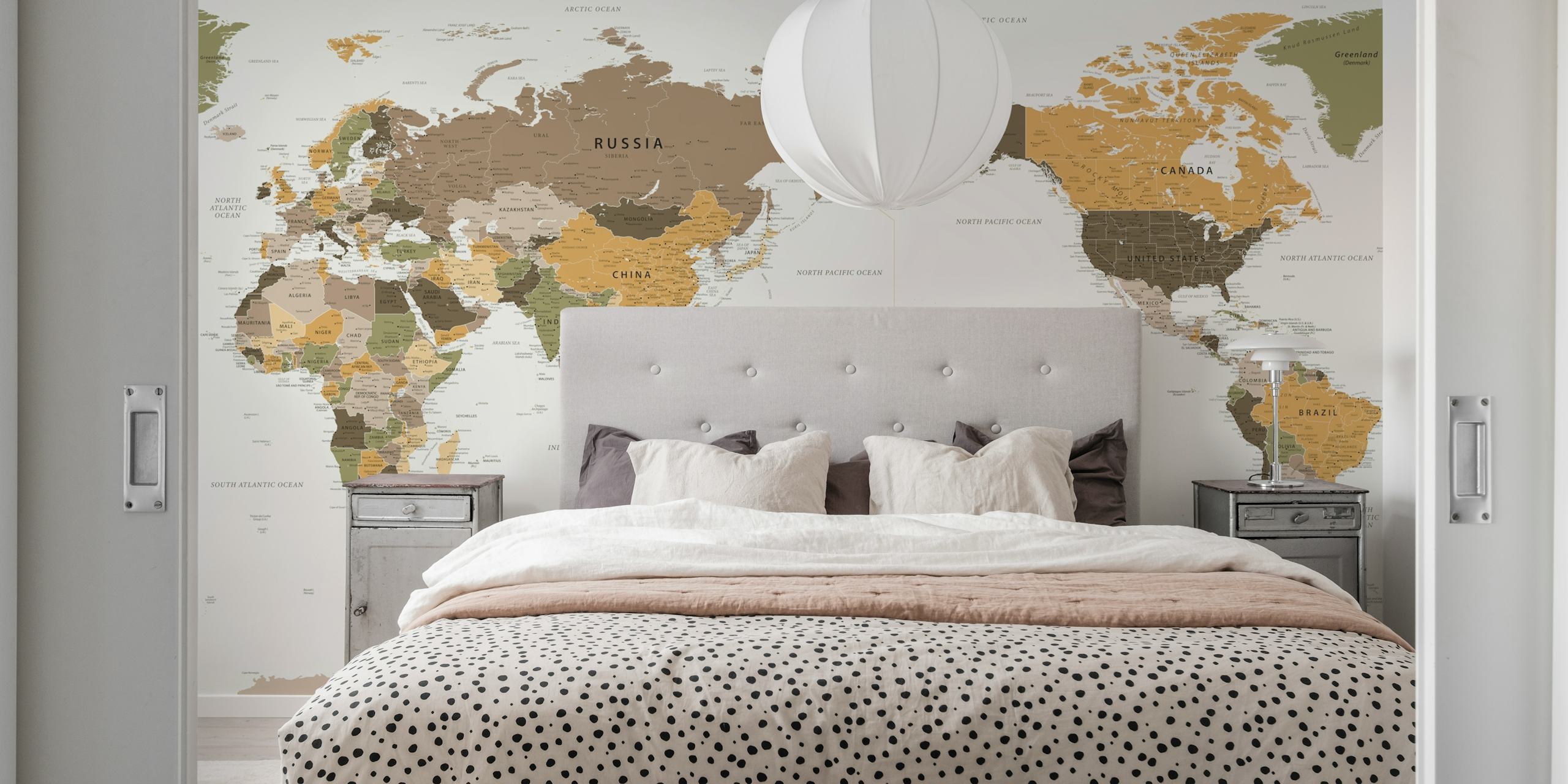 Papel de parede Pacific Centered Travel Map no quarto