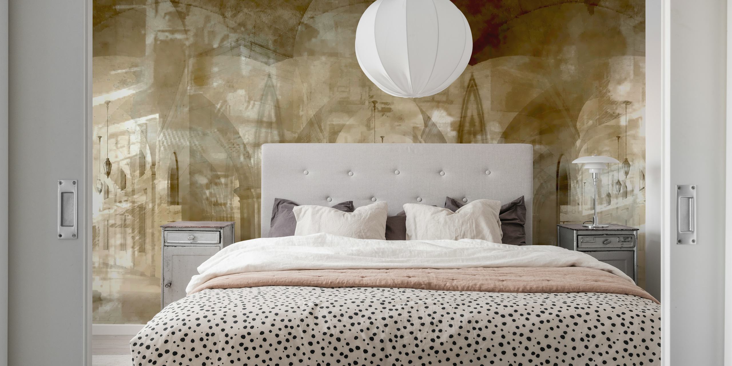 Aged Cathedral Arches wallpaper in a room