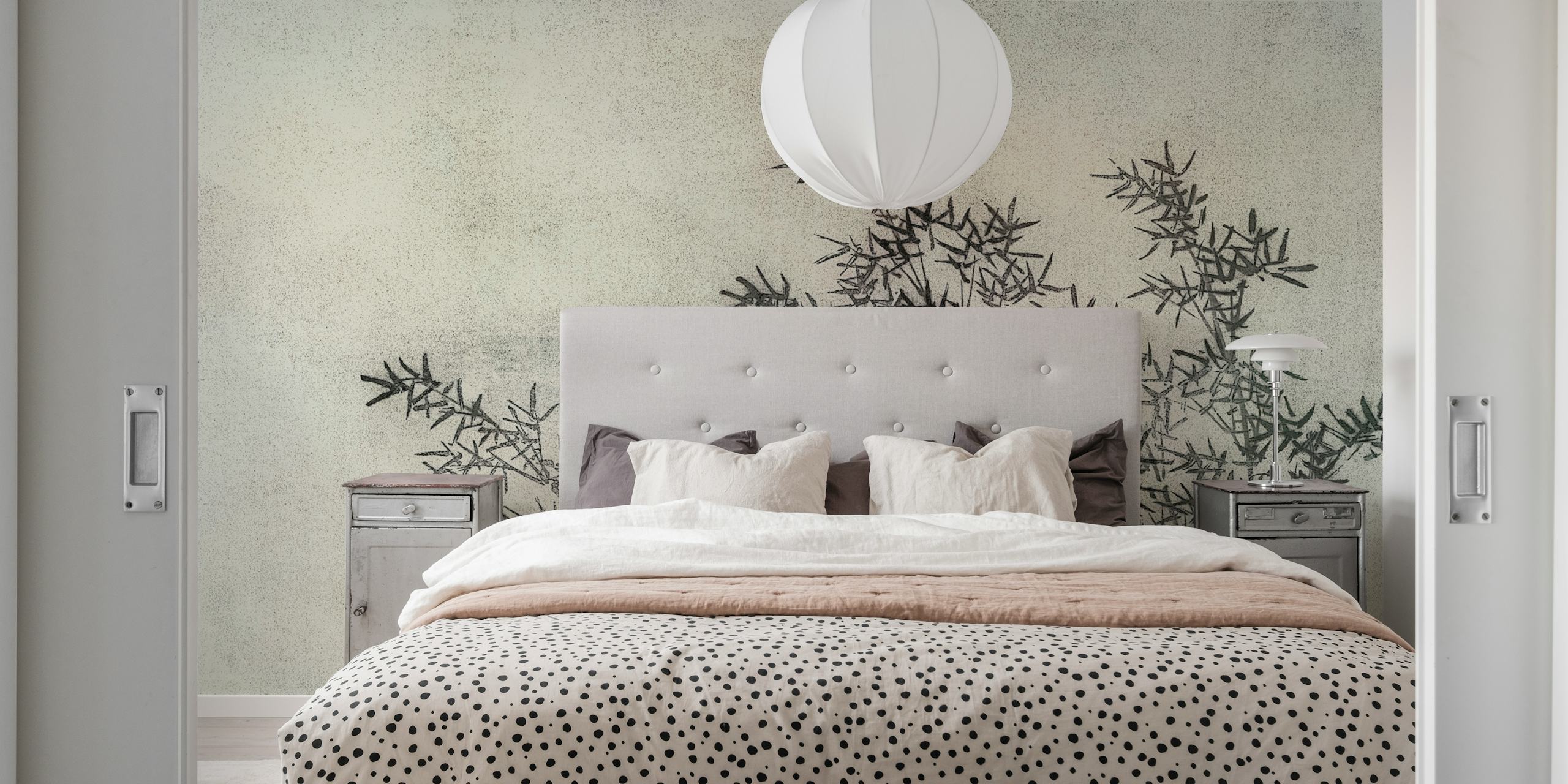 Bambous noirs et blancs avec un fond doux, mural zen wallpaper