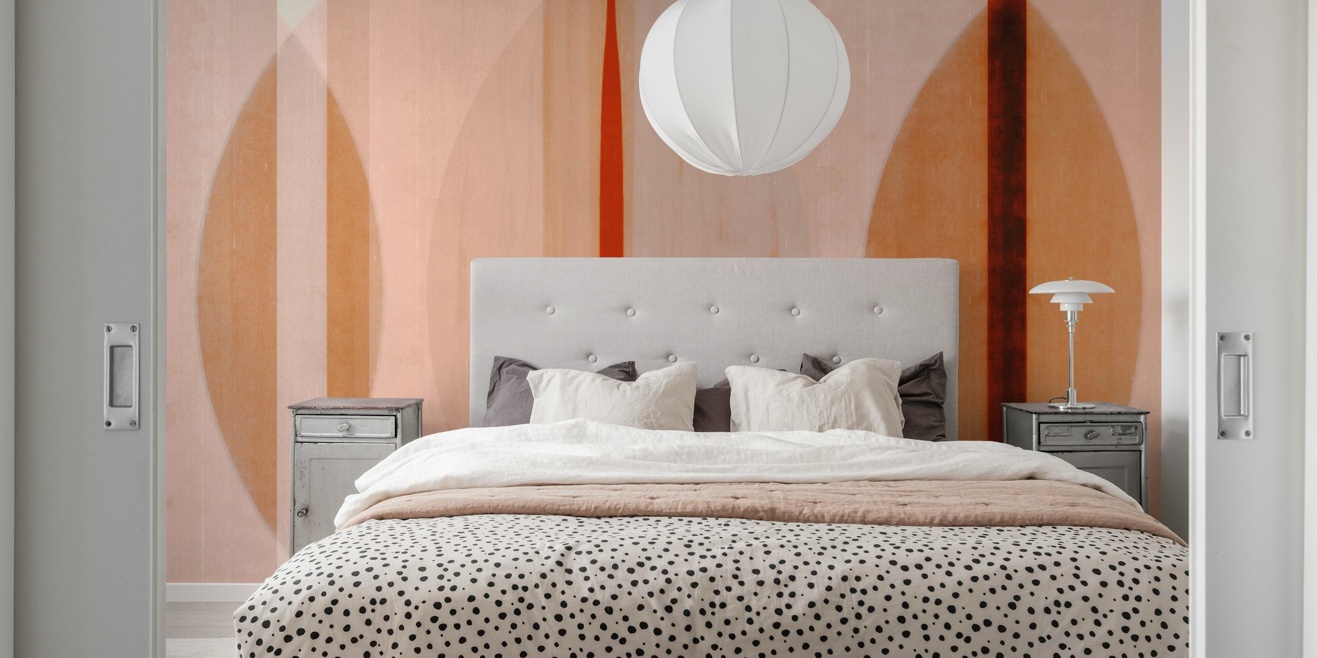 Warm Geometric Elegance Tapete in einem Raum