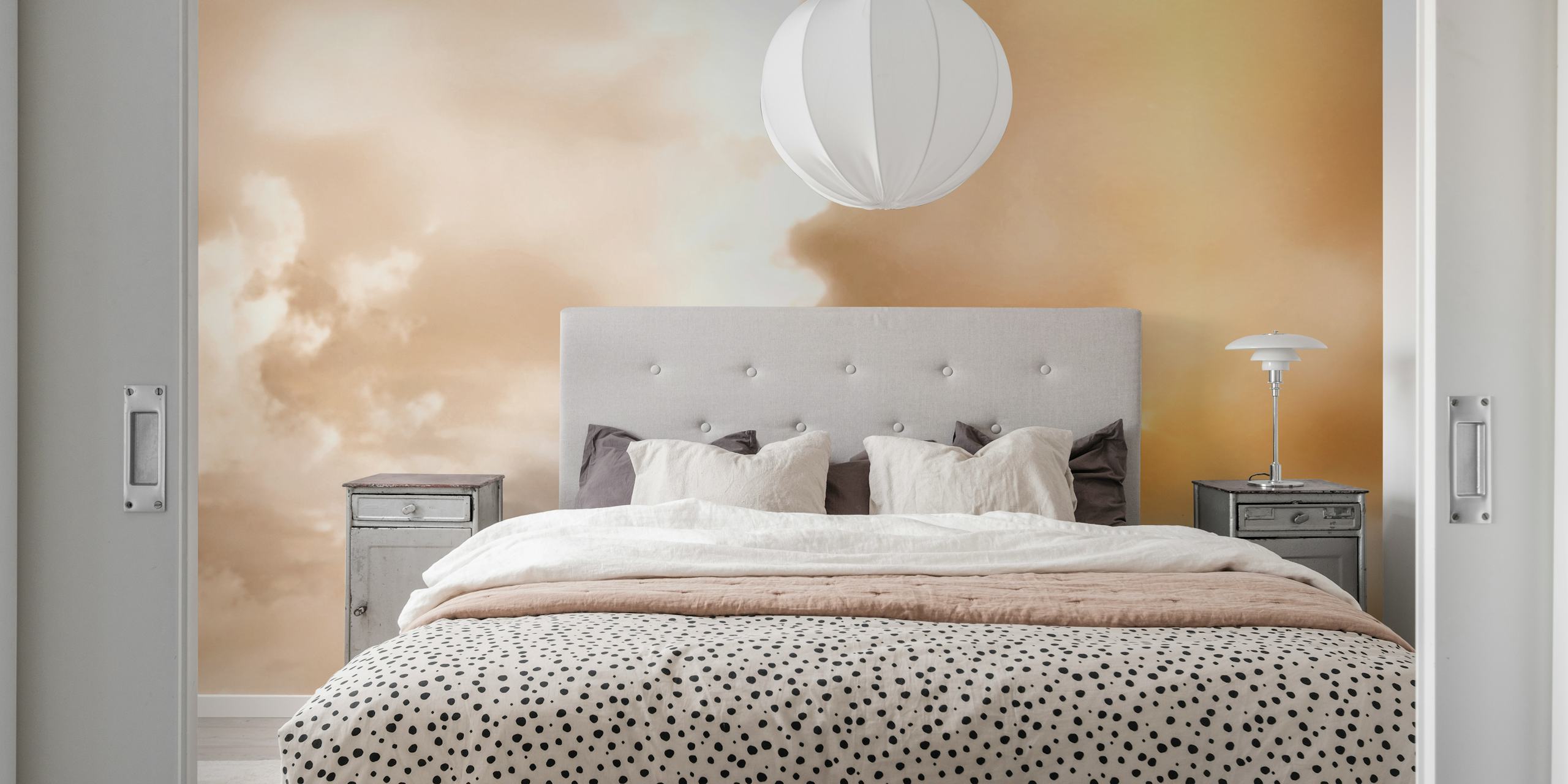 Golden and cream cloud patterns wallpaper