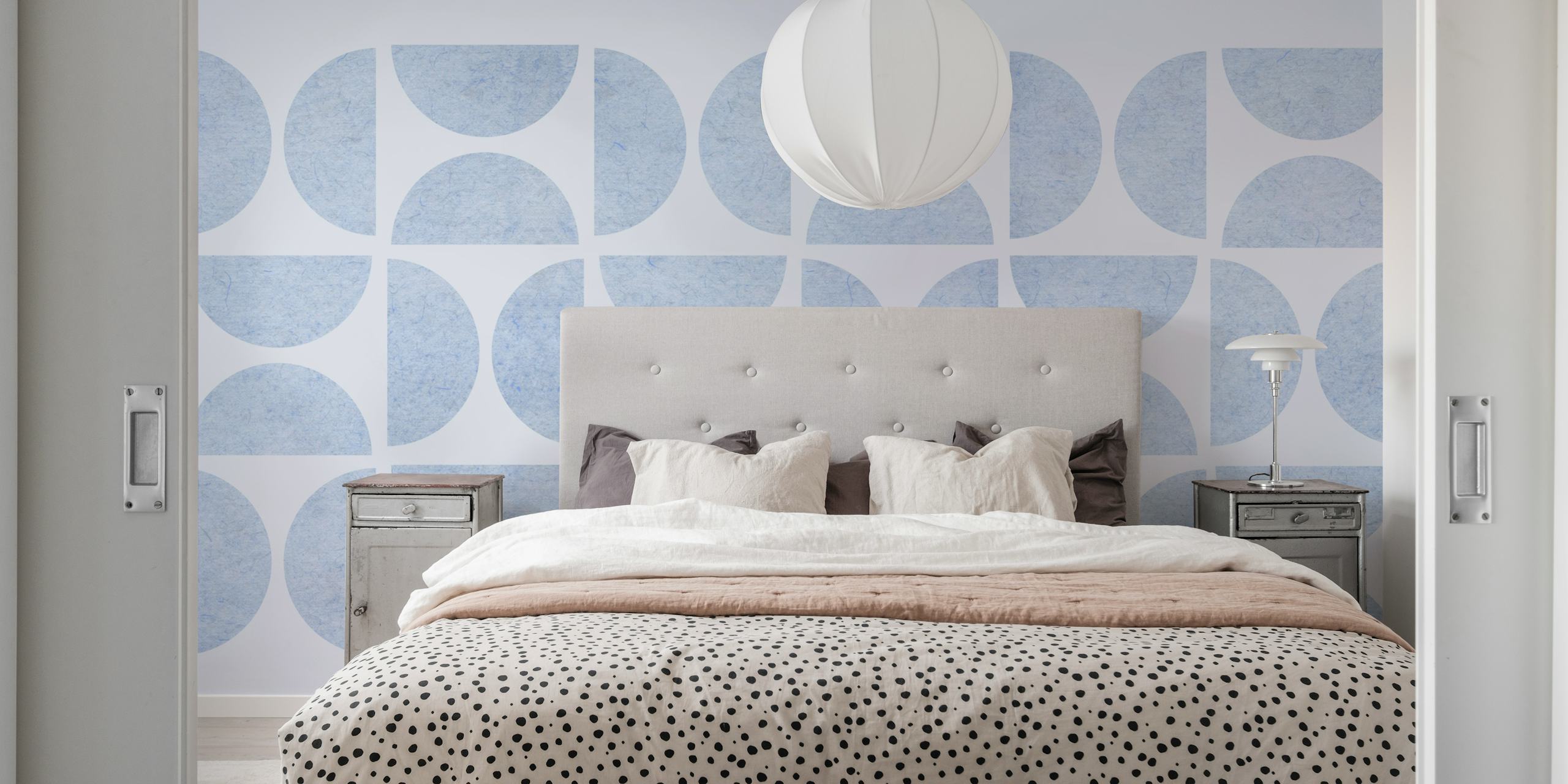 Geometric Blue Bauhaus wallpaper in a room