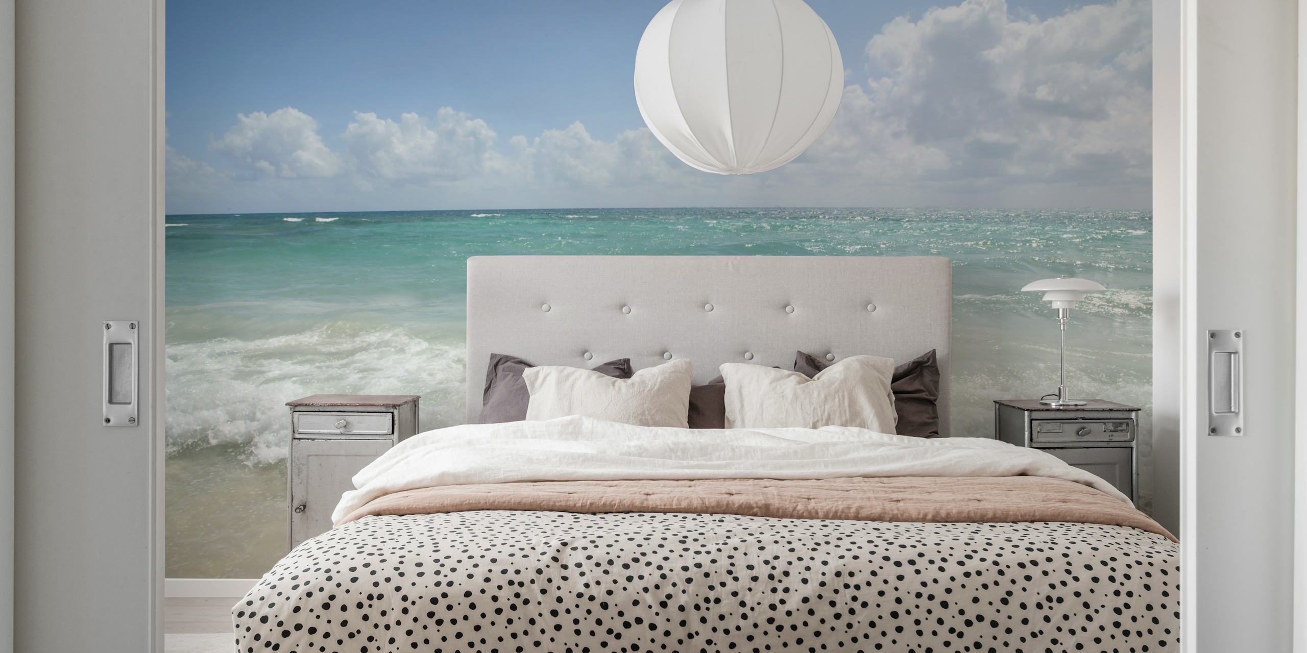 Caribbean ocean wallpaper in a room