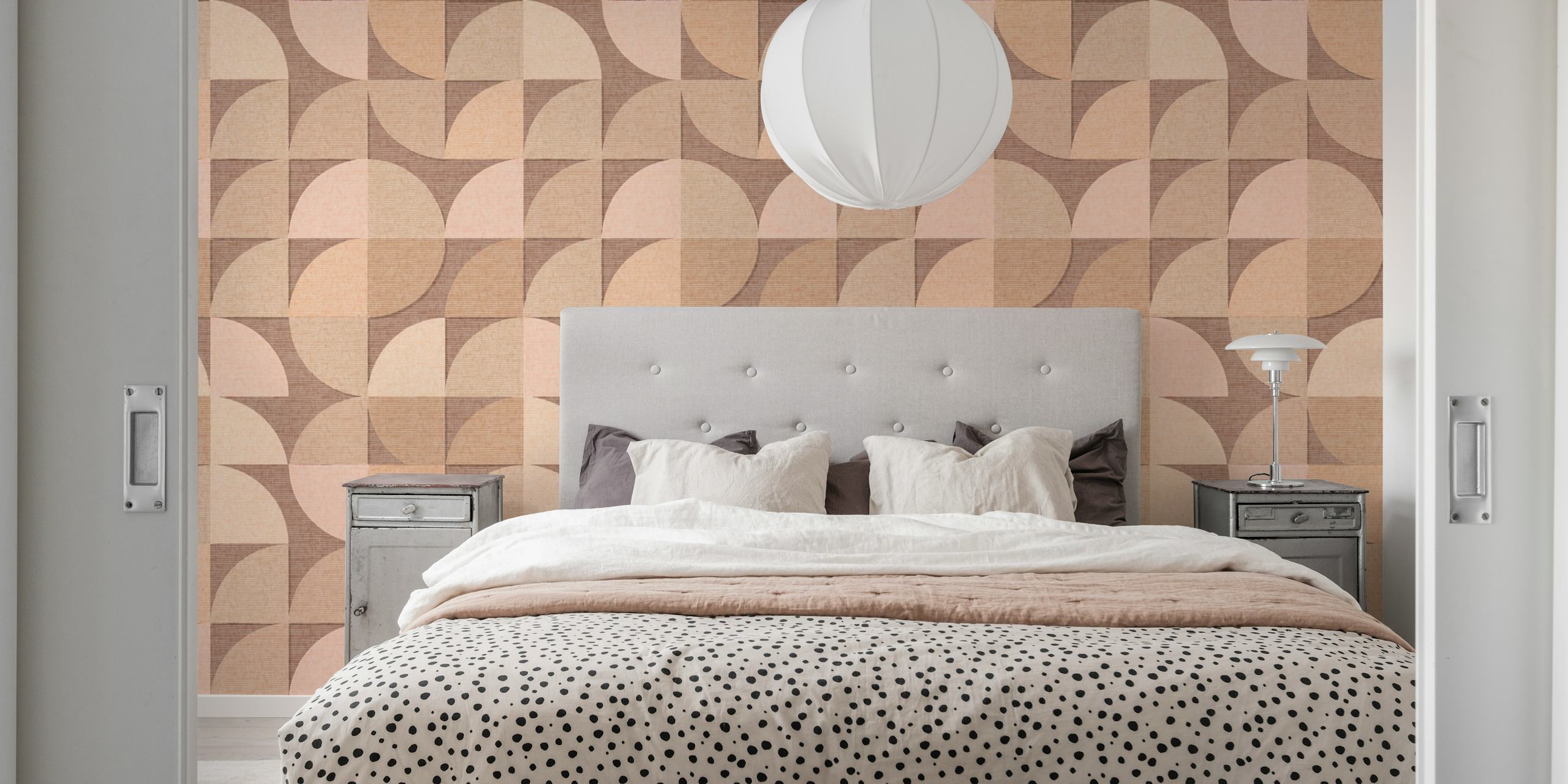 Mid century retro geometry wallpaper in a room