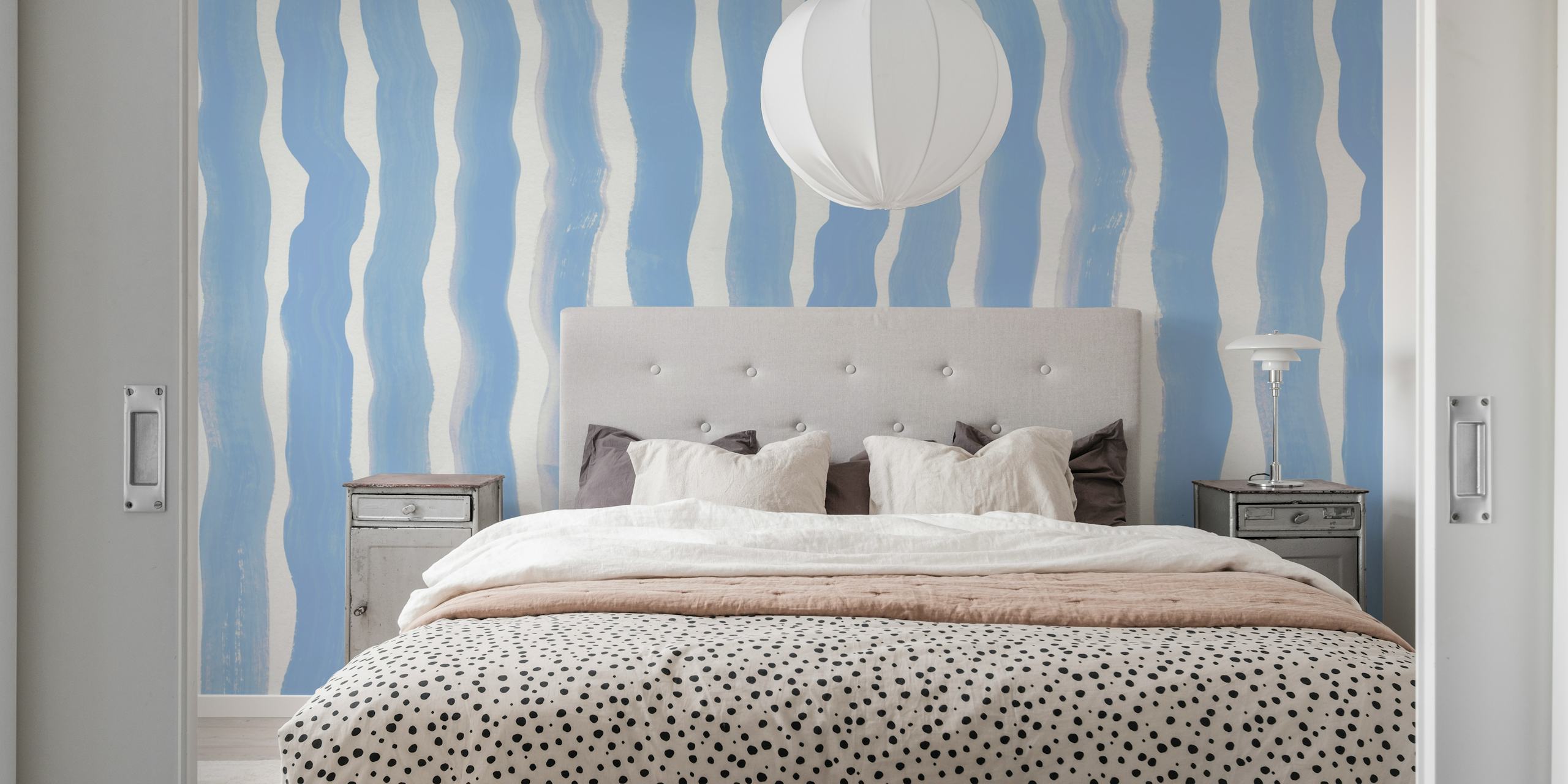 Tapeta Light Blue Brush Stripes v místnosti