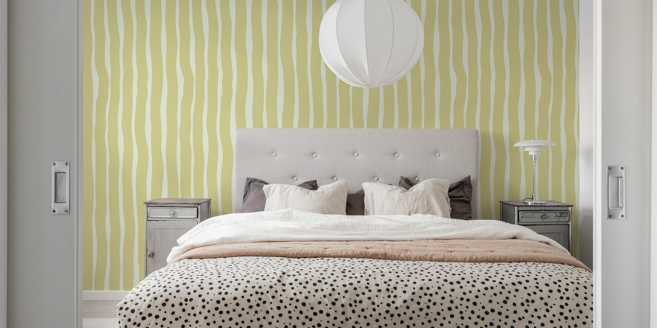 Lime Brush Stripes tapet i et rum