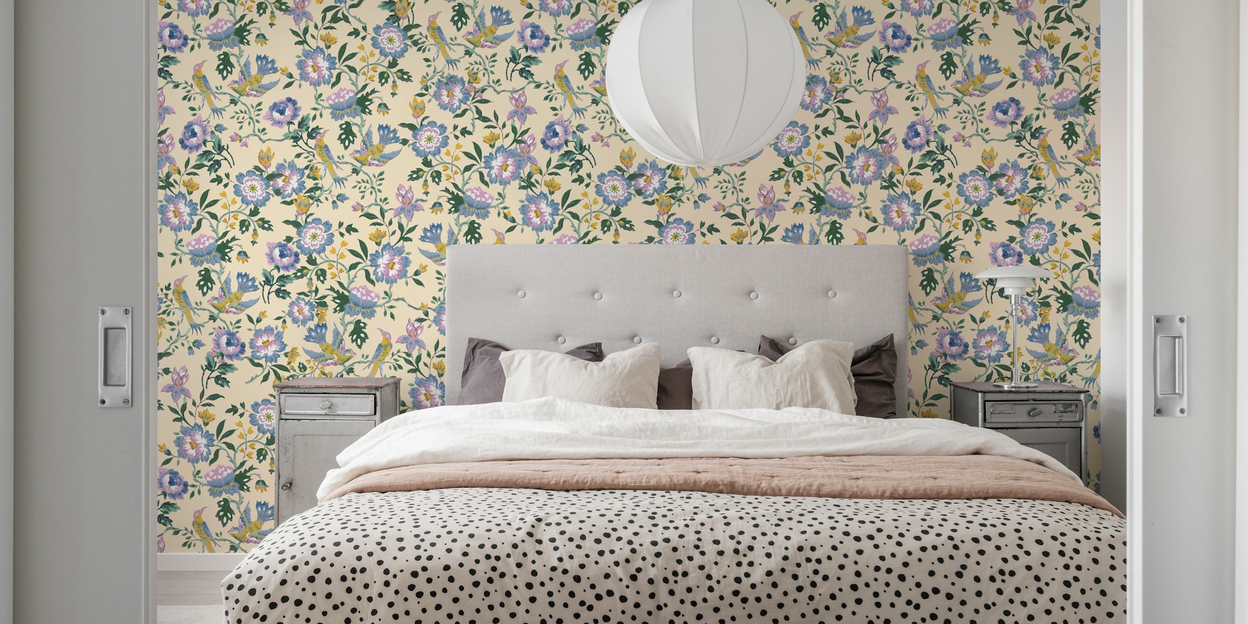 Fairytale Birds-tapetti huoneasettelussa