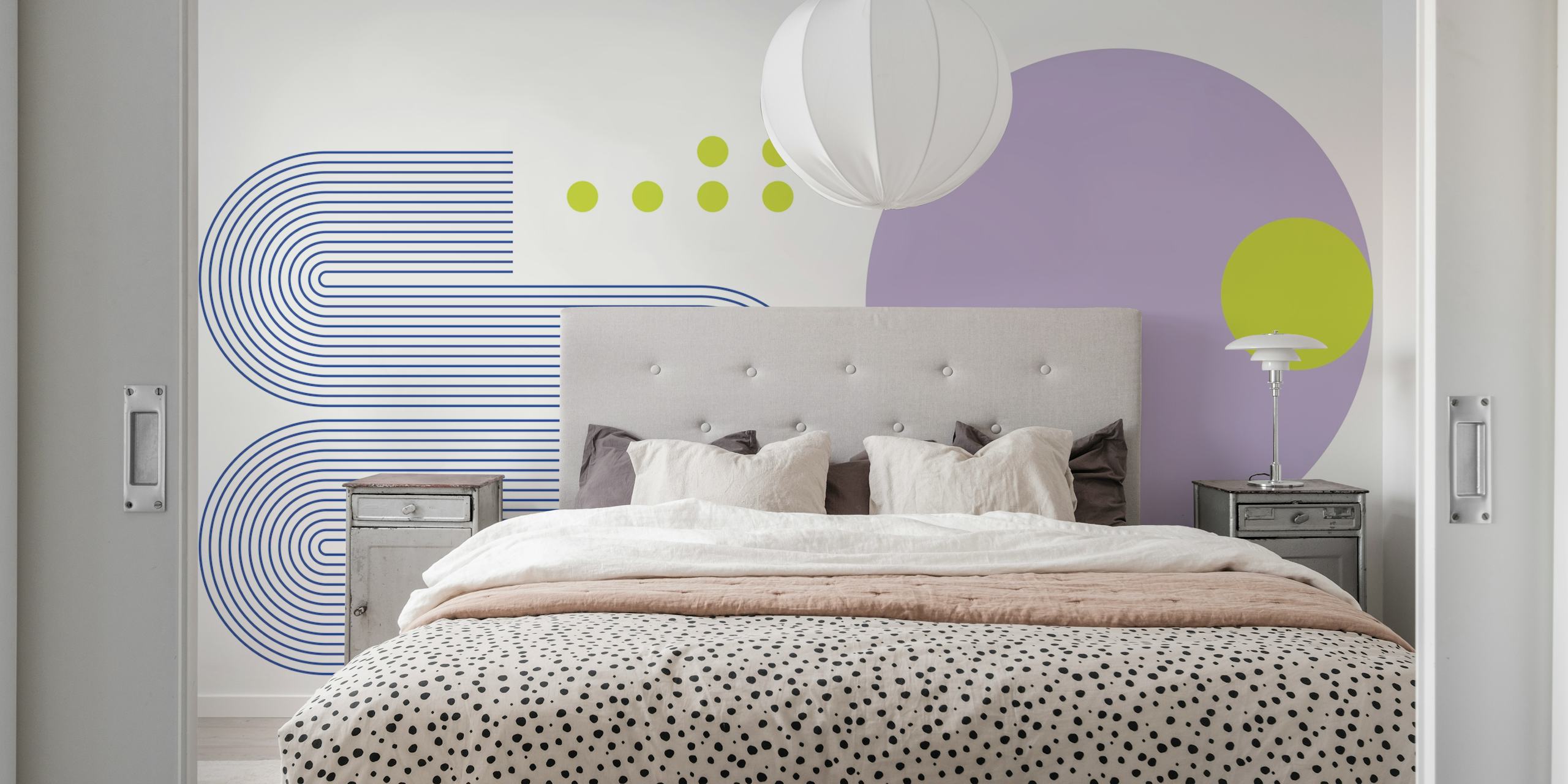 Bold Bauhaus Geometry wallpaper in a modern room