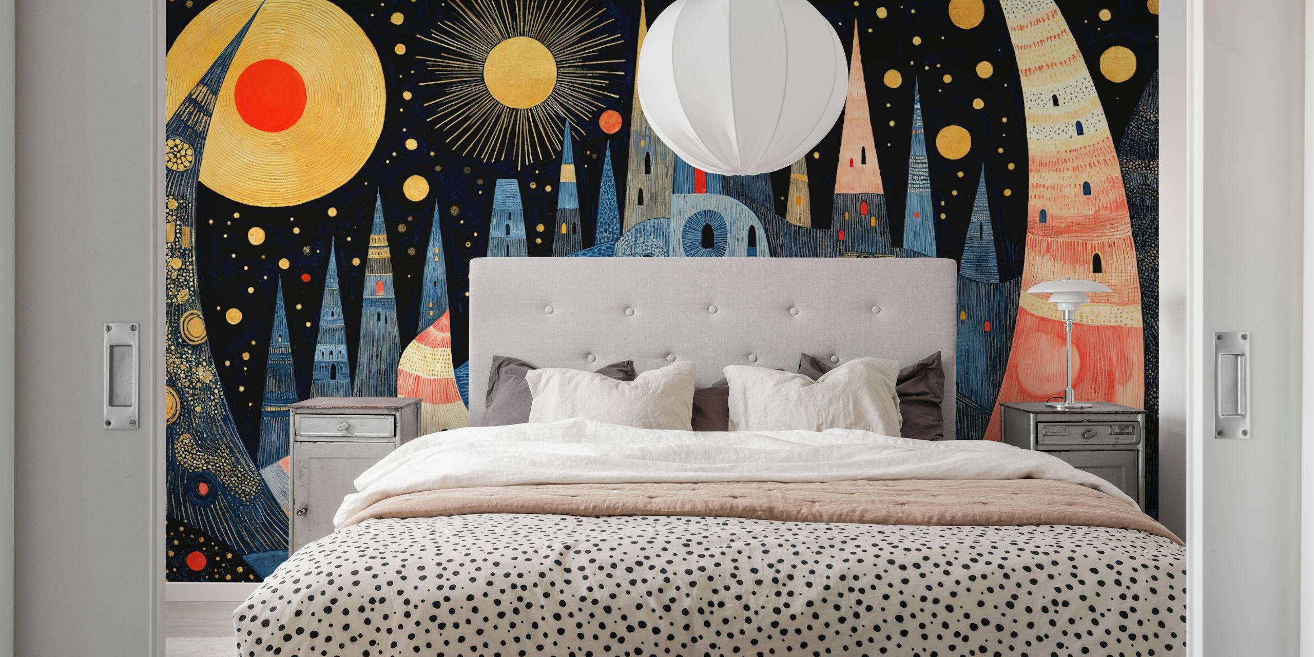 Lunar Dreamland wallpaper displayed in a room