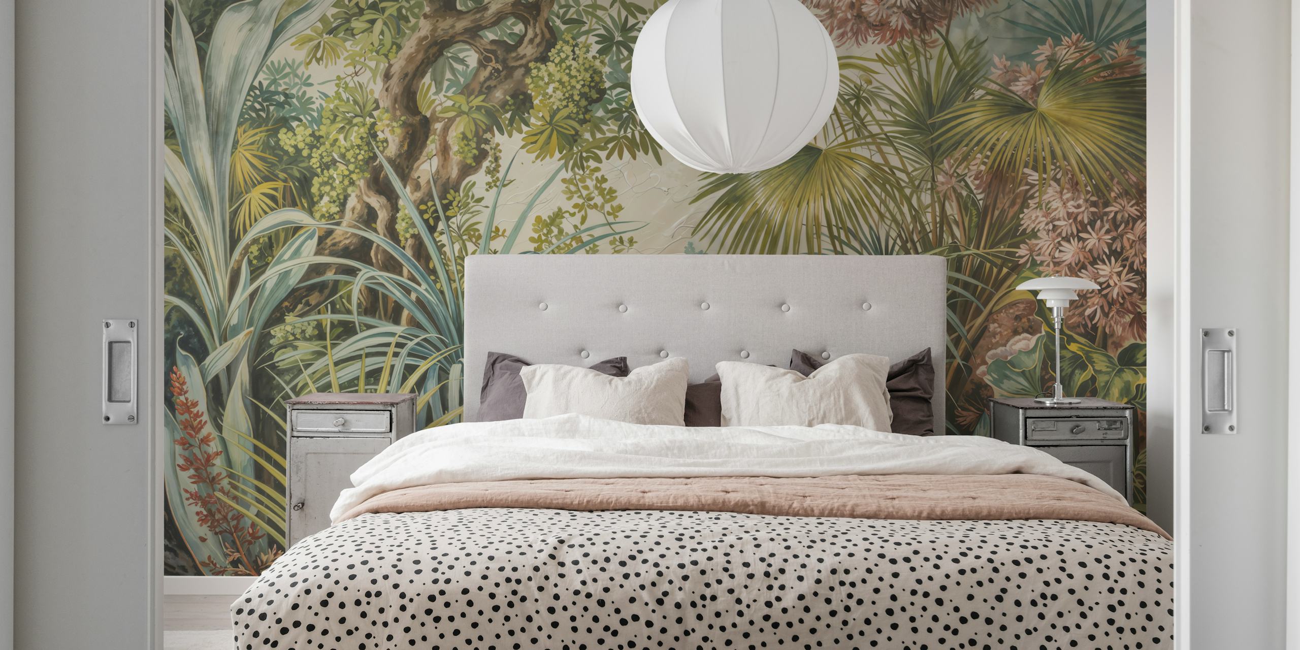 Vintage Tropical Forest-tapetti huoneessa