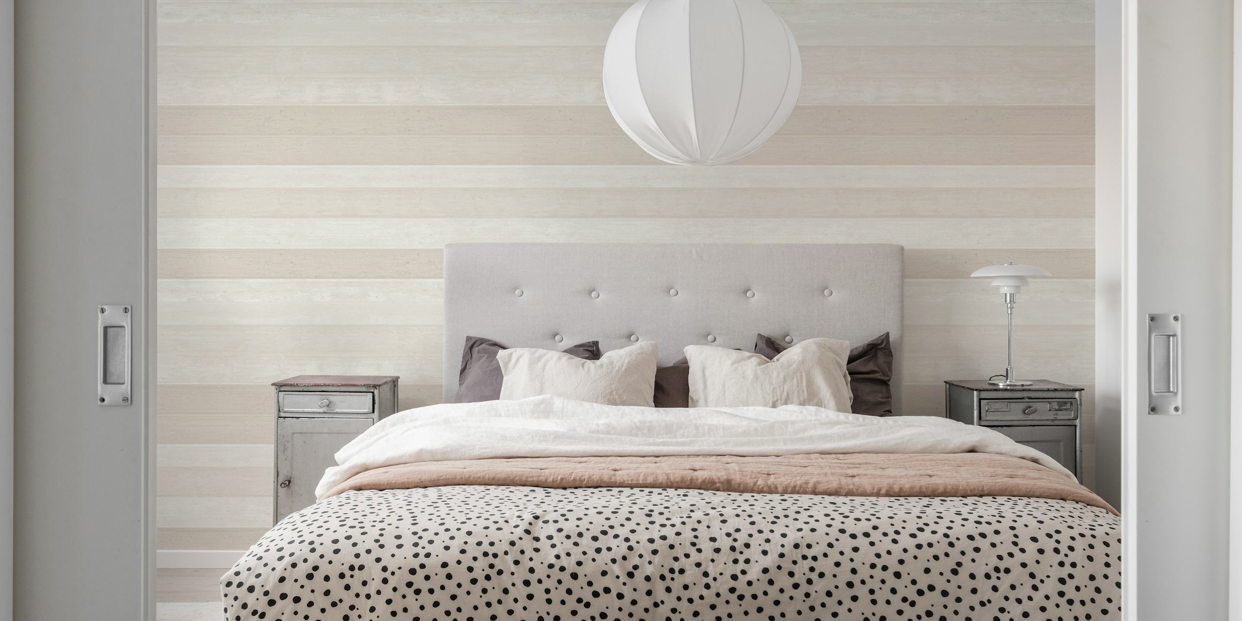 Ταπετσαρία Shiplap Wood Creme White Stripes σε ένα δωμάτιο