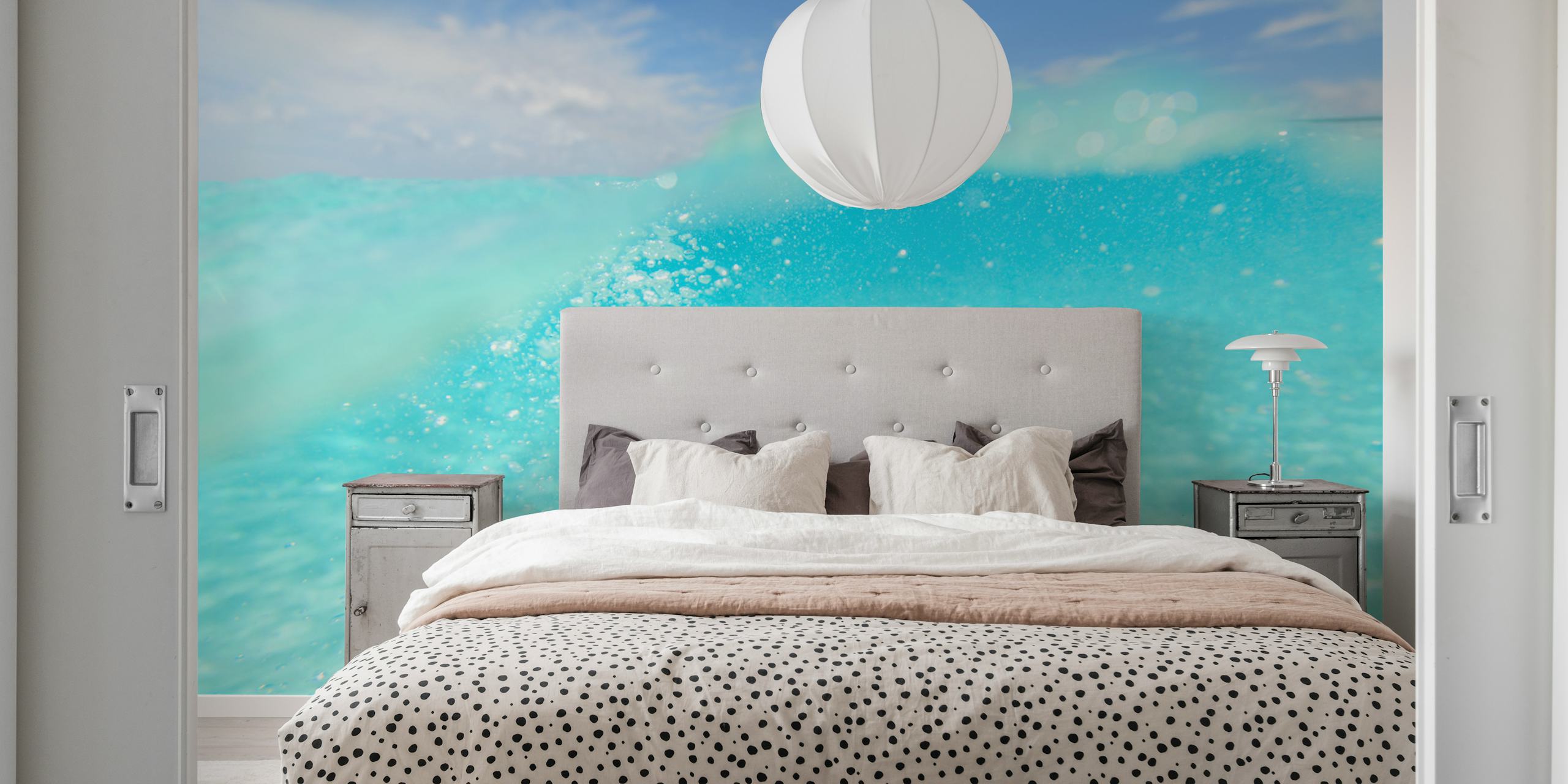 Turquoise wave patterns with bright blue hues wallpaper