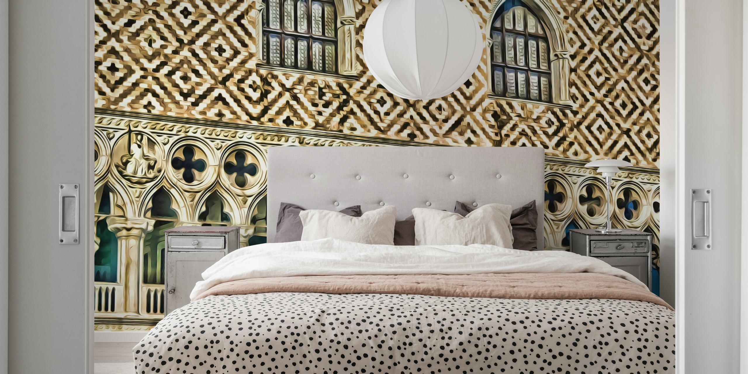 Geometric pattern with cream and tan colors wall mural