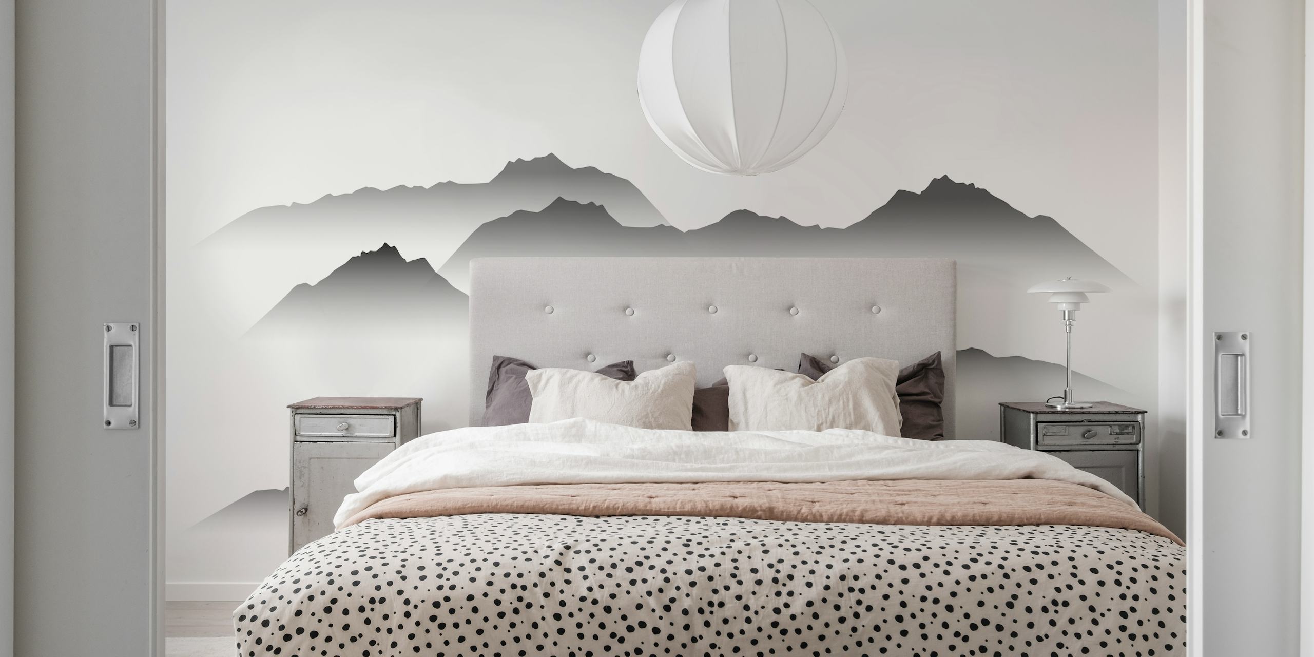 Minimal Morning Mist Mountains tapet i ett rum