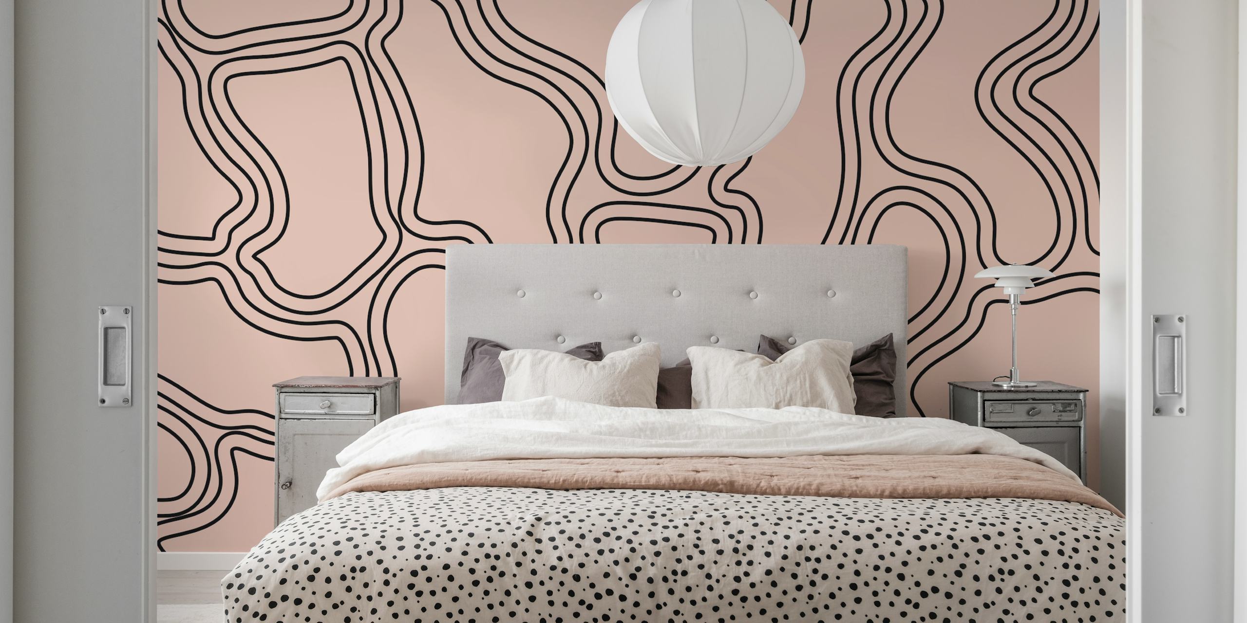 Μοτίβο ταπετσαρίας Mid Century Blush σε ένα δωμάτιο