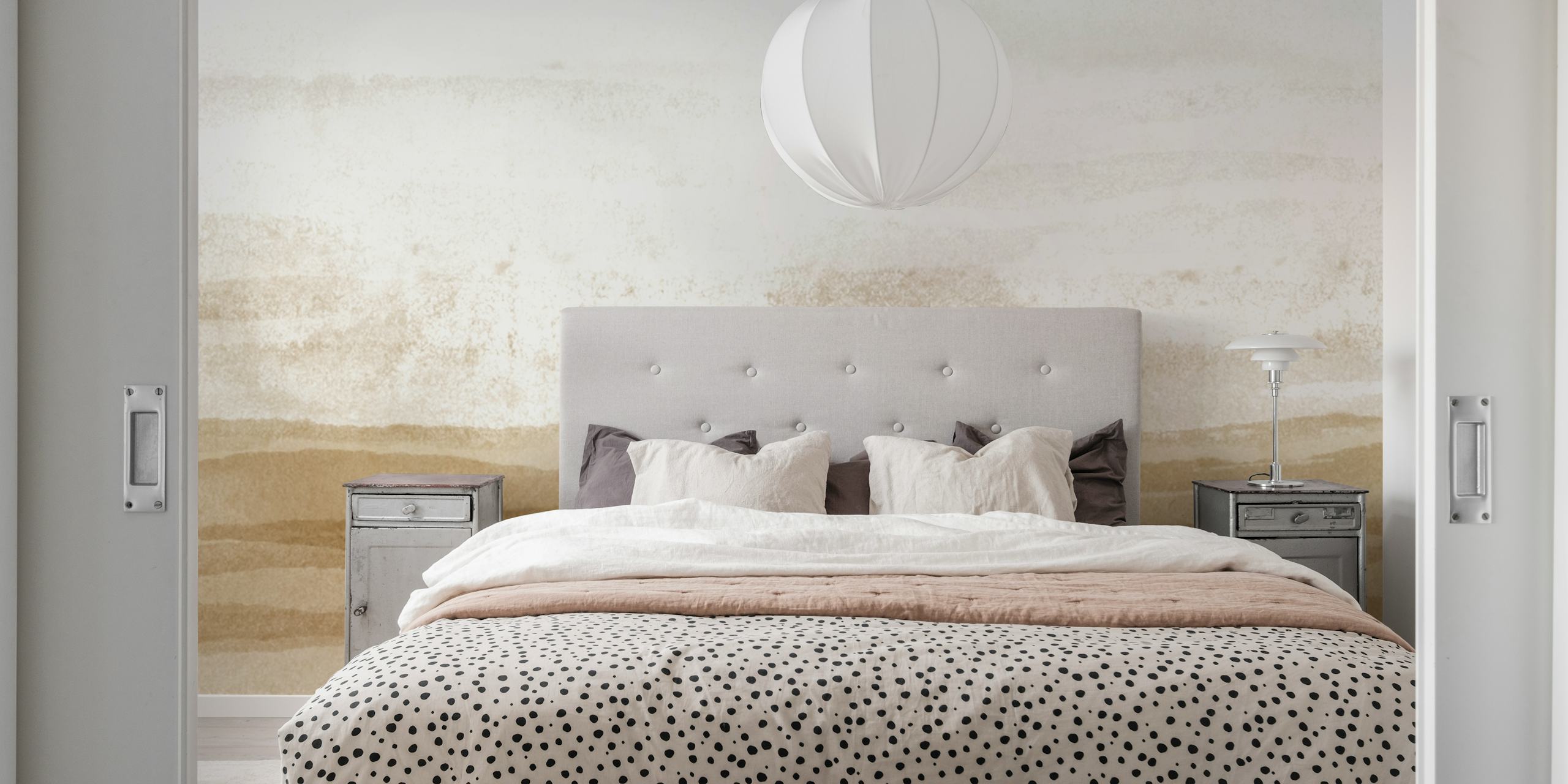Soft beige watercolor landscape wallpaper mural