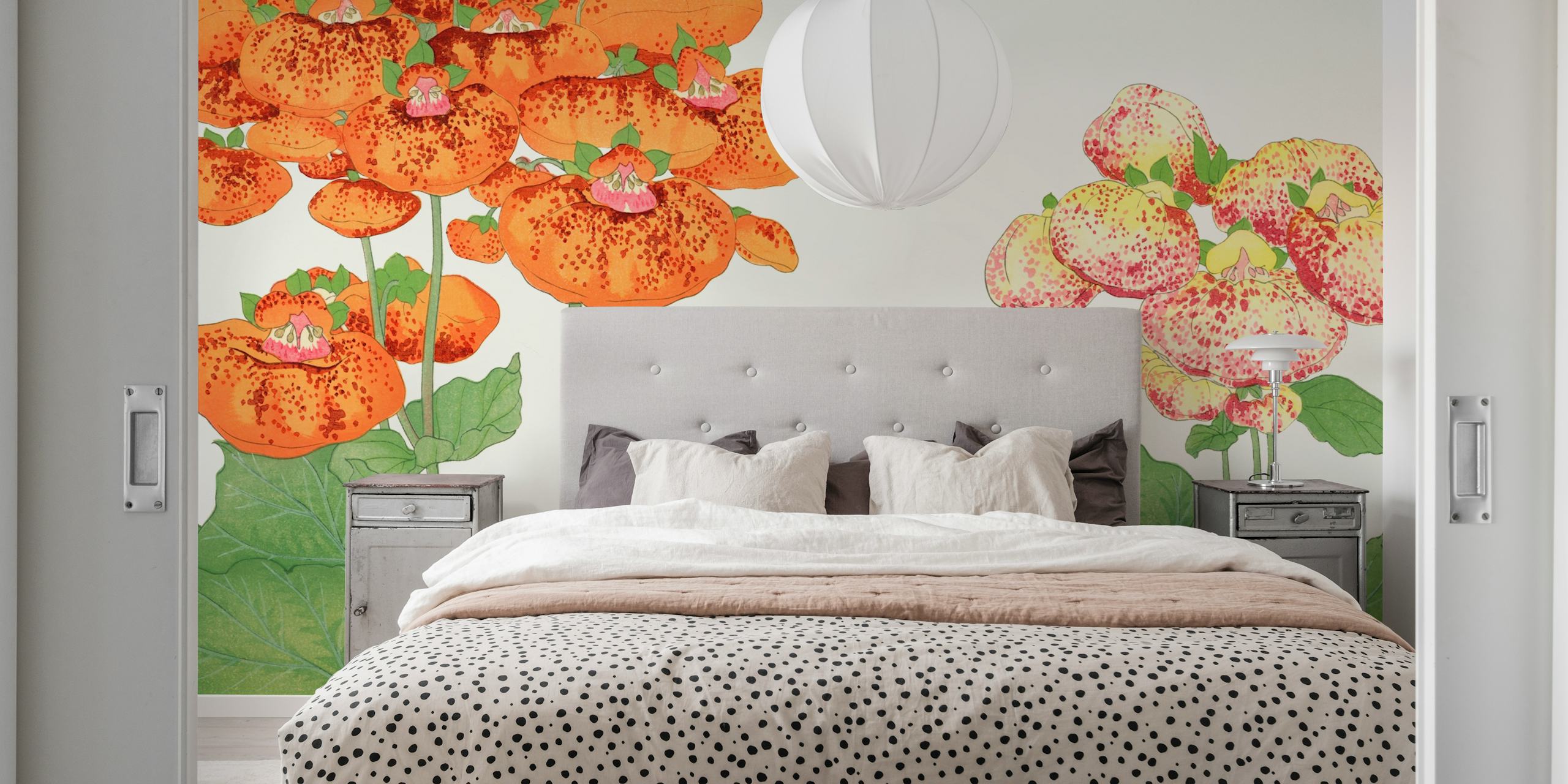 Whimsical Japan Floral wallpaper in a room