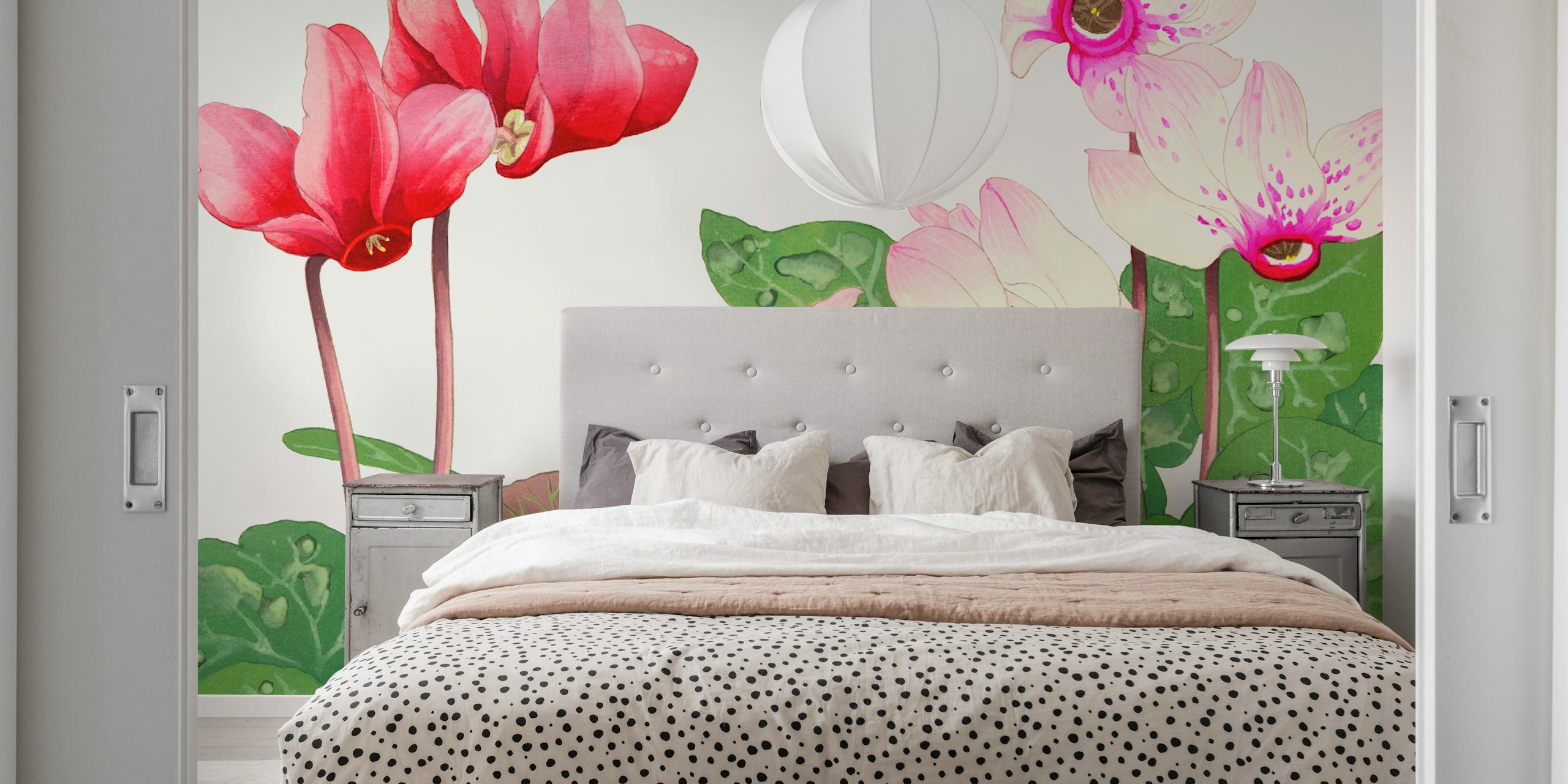 Japan Viola Floral wallpaper in a room