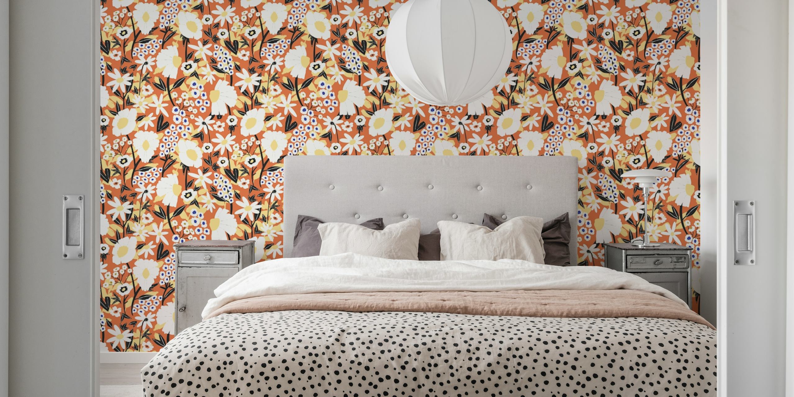 Carta da parati Meadow Forest Blossom con un fitto motivo floreale