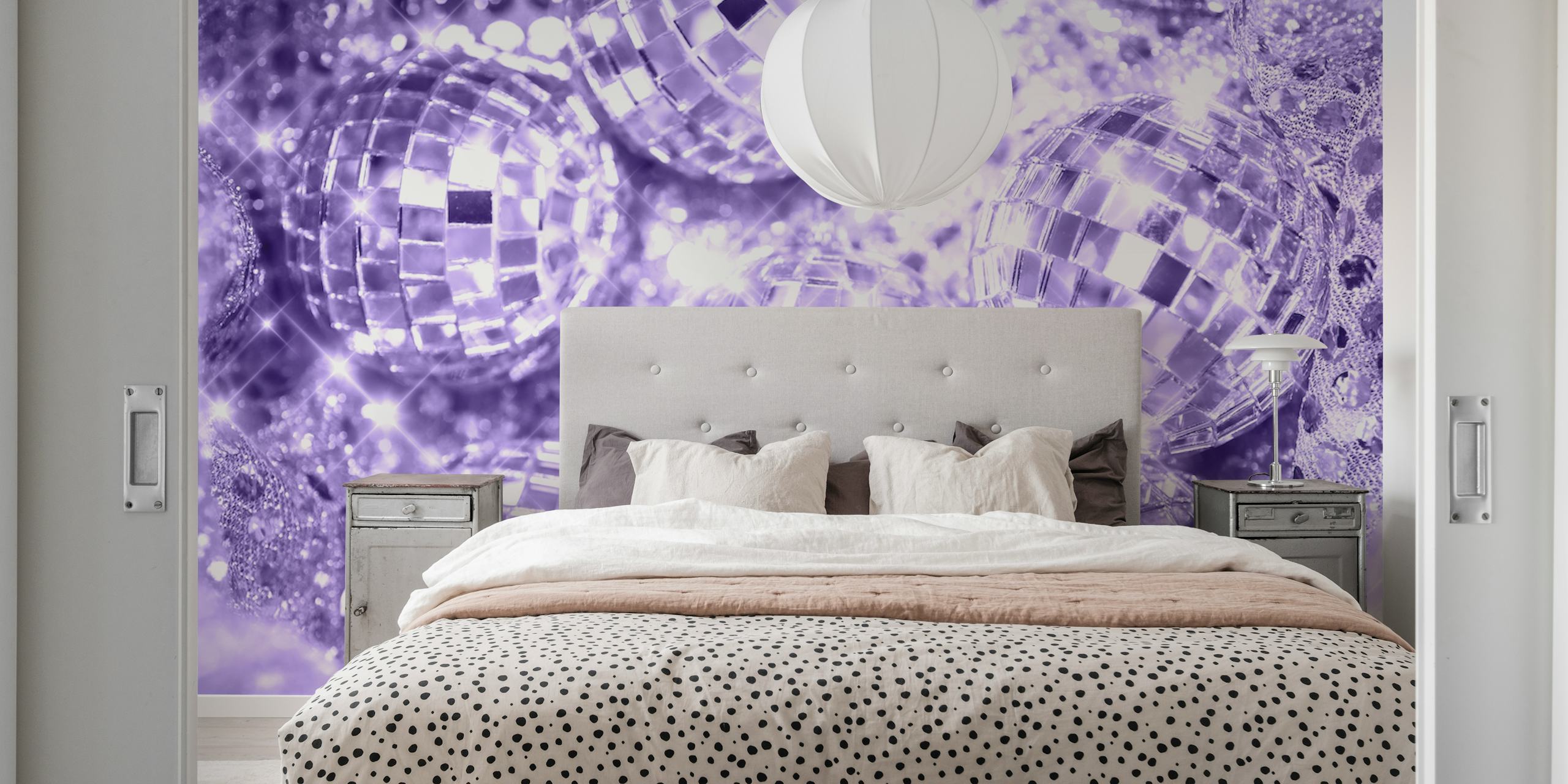 Disco balls wallpaper displayed in a room