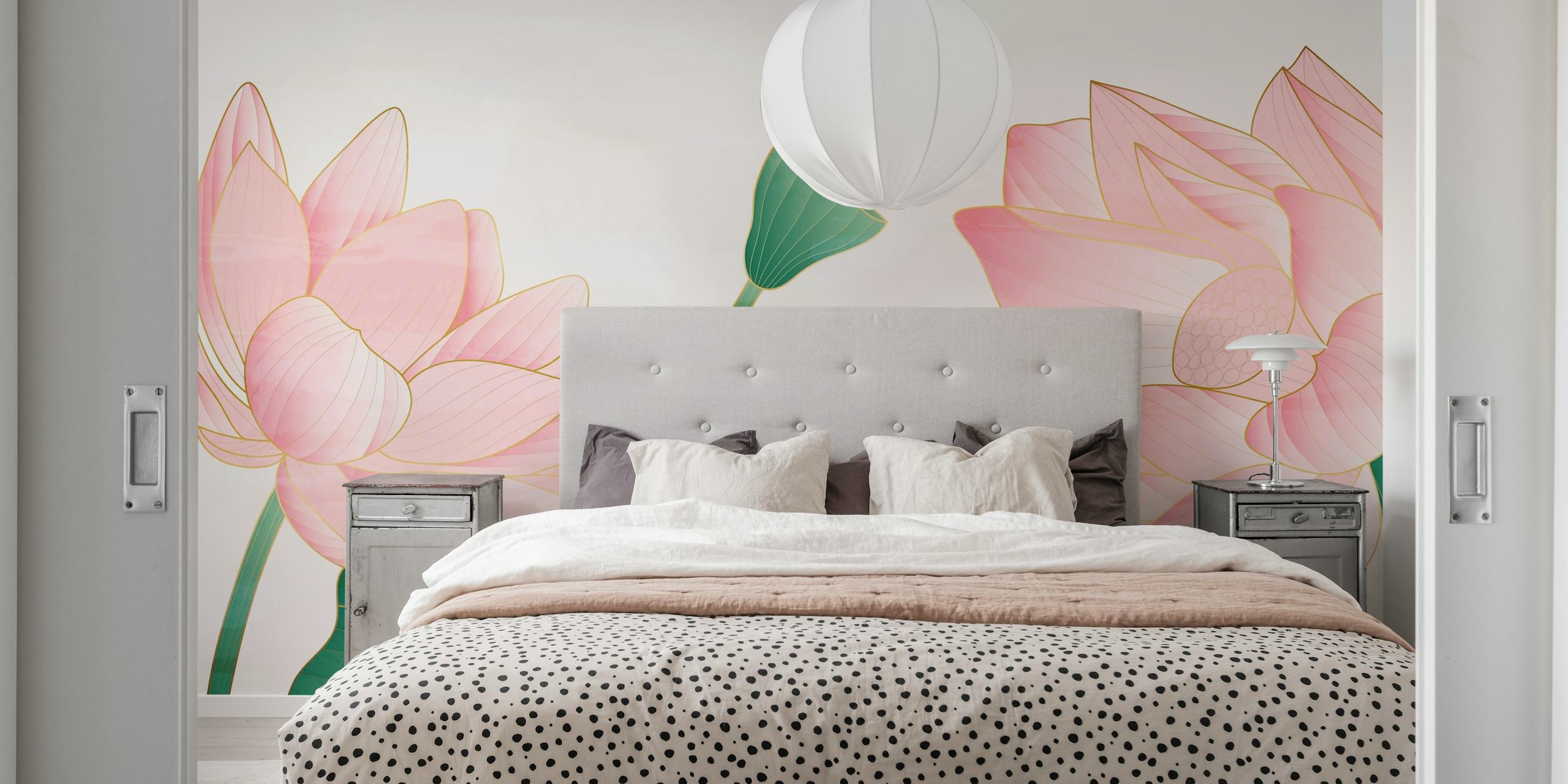 Golden pink lotus Tapetdesign