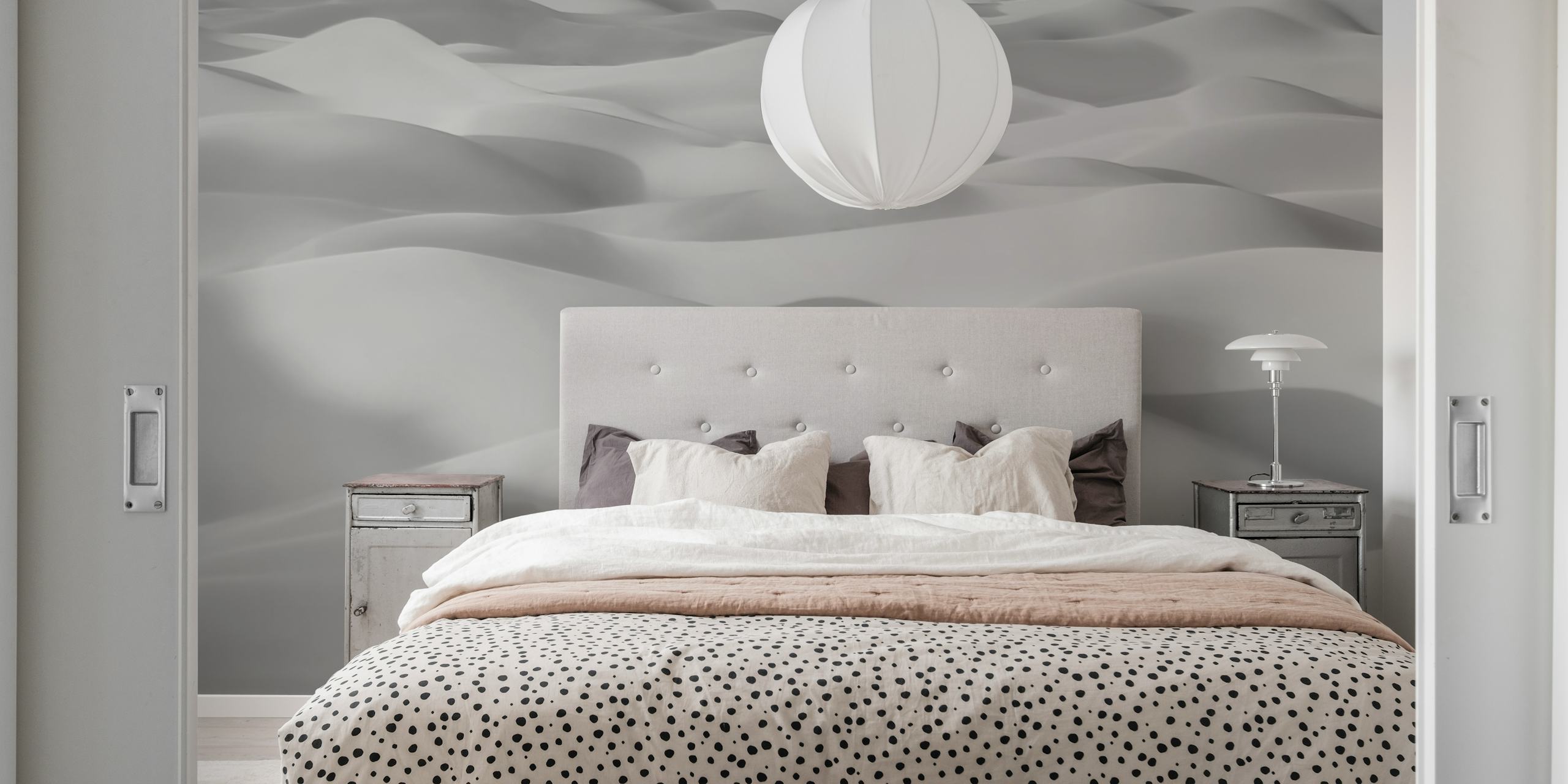 Abstract curves in shades of black and white wallpaper