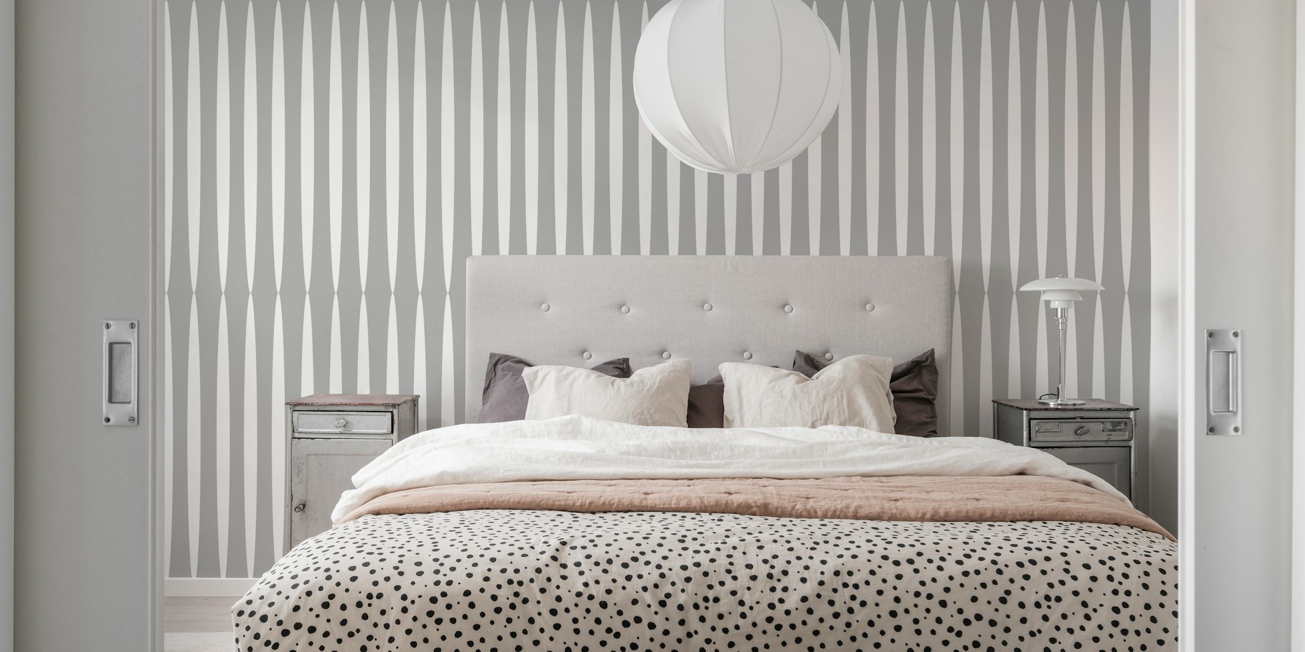 Geometric pattern in grey and white wallpaper