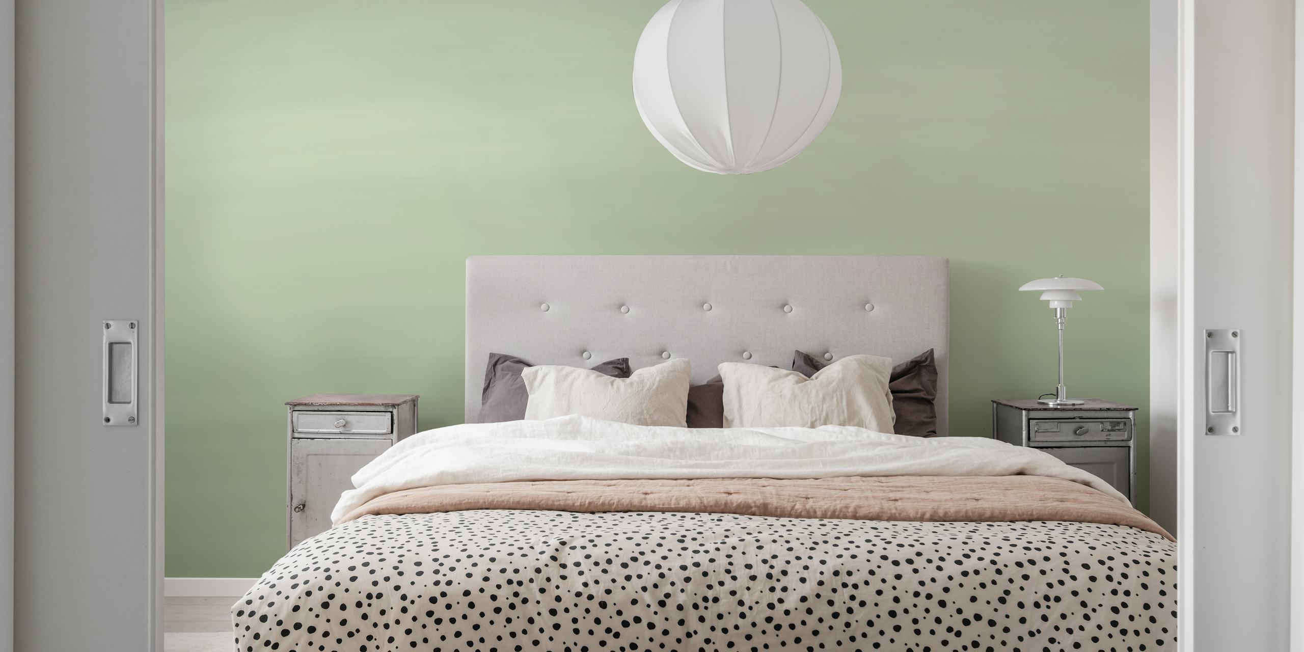 Pastel groene verloopstreep wandbehang in zachte tinten