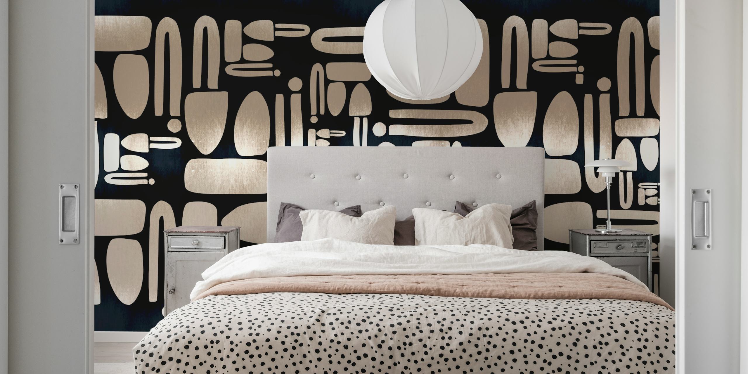 Mid-century pattern wallpaper in a room