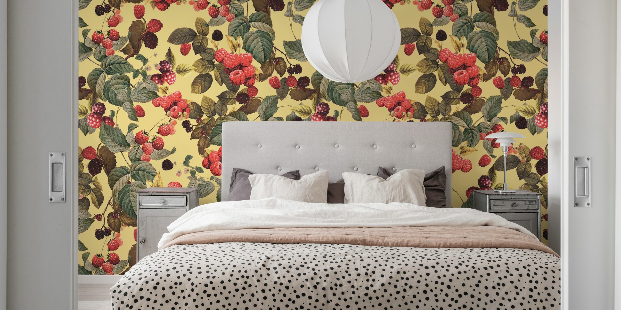 Papel de parede Wild Blackberry em um ambiente de quarto