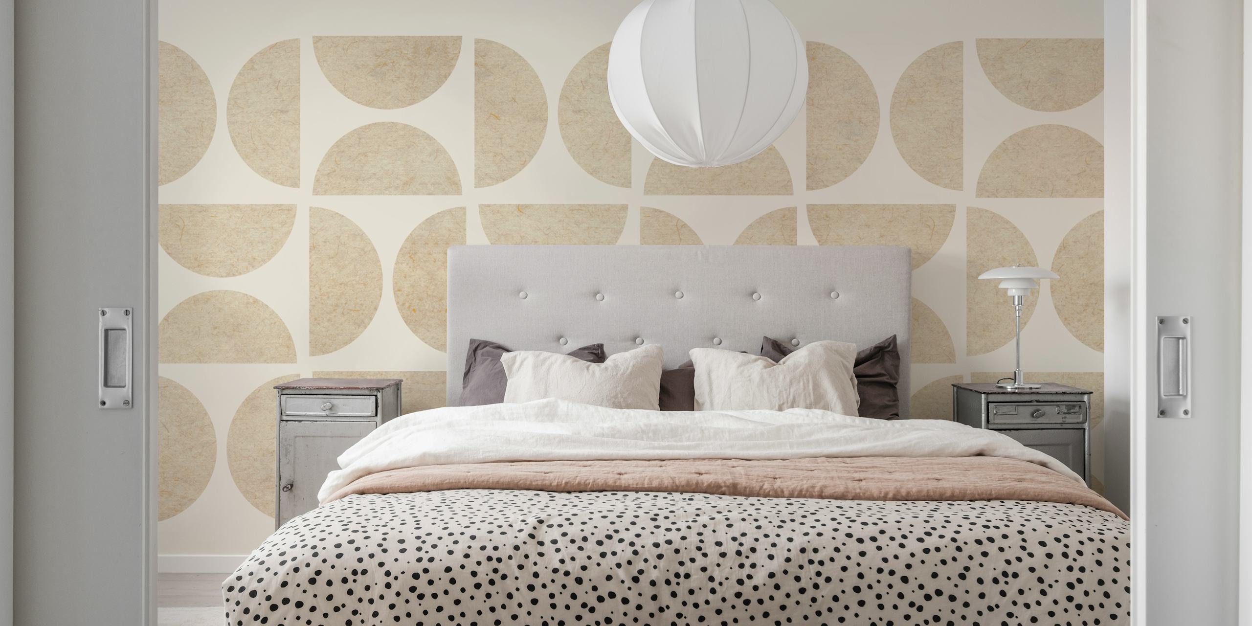 Beige geometric circles pattern wallpaper