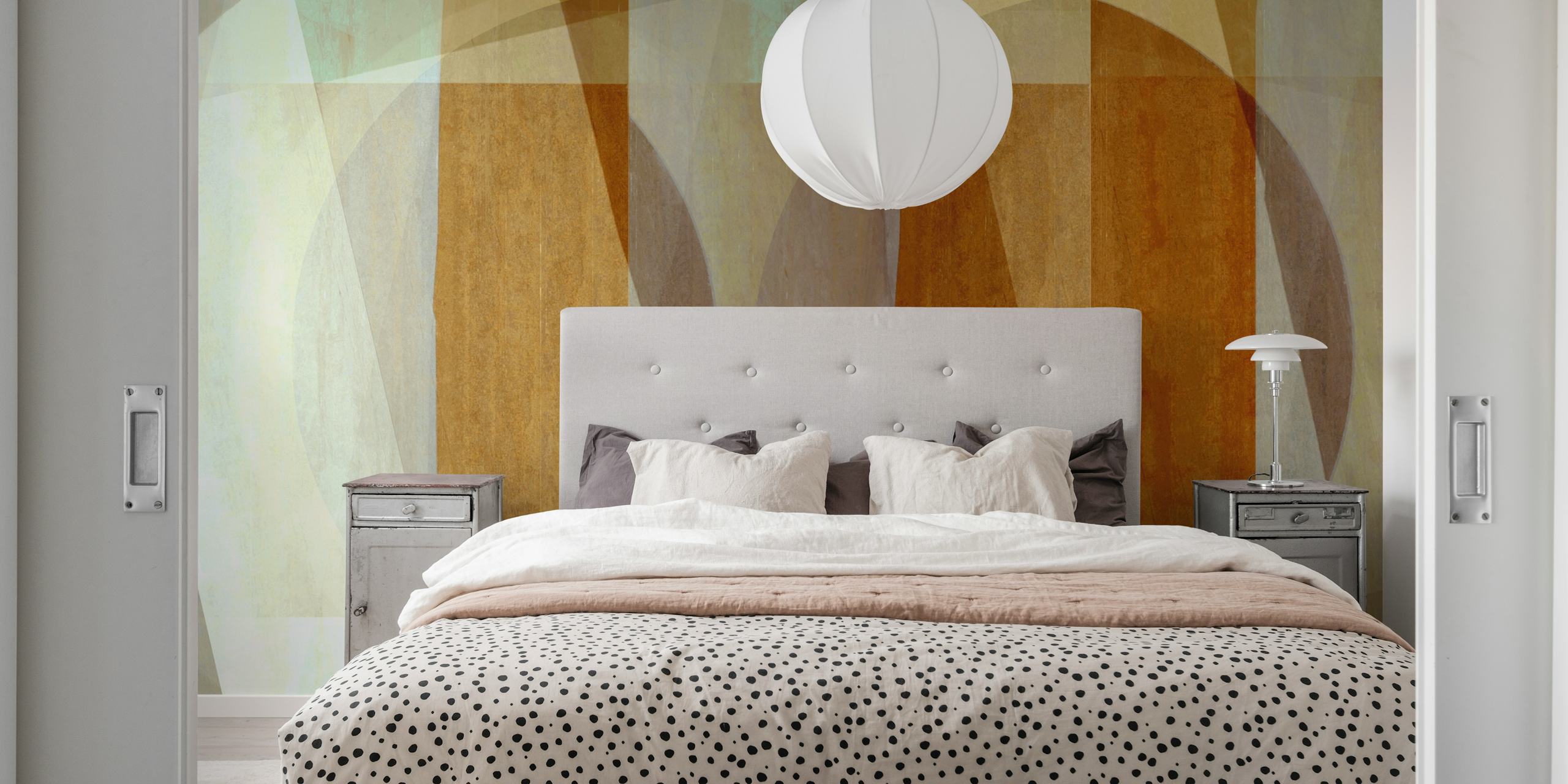 Vintage Bauhaus wallpaper in a room setting