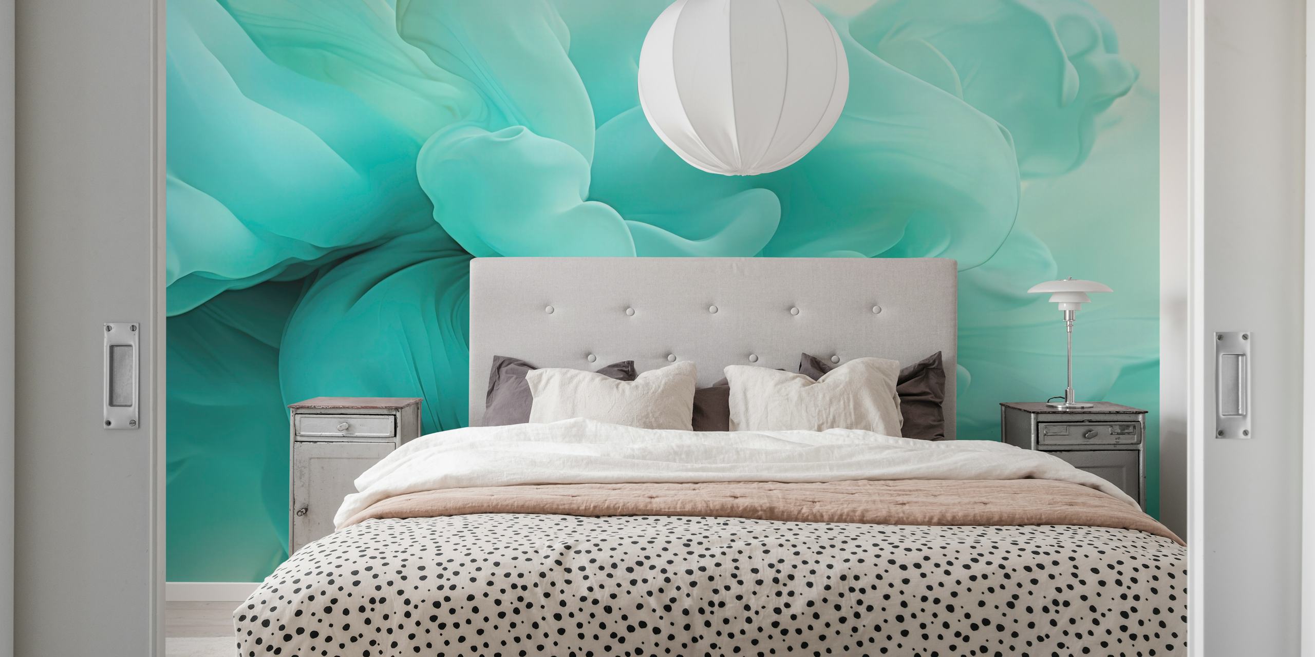 Mural d'arte fluida astratta turchese e teal da happywall.com