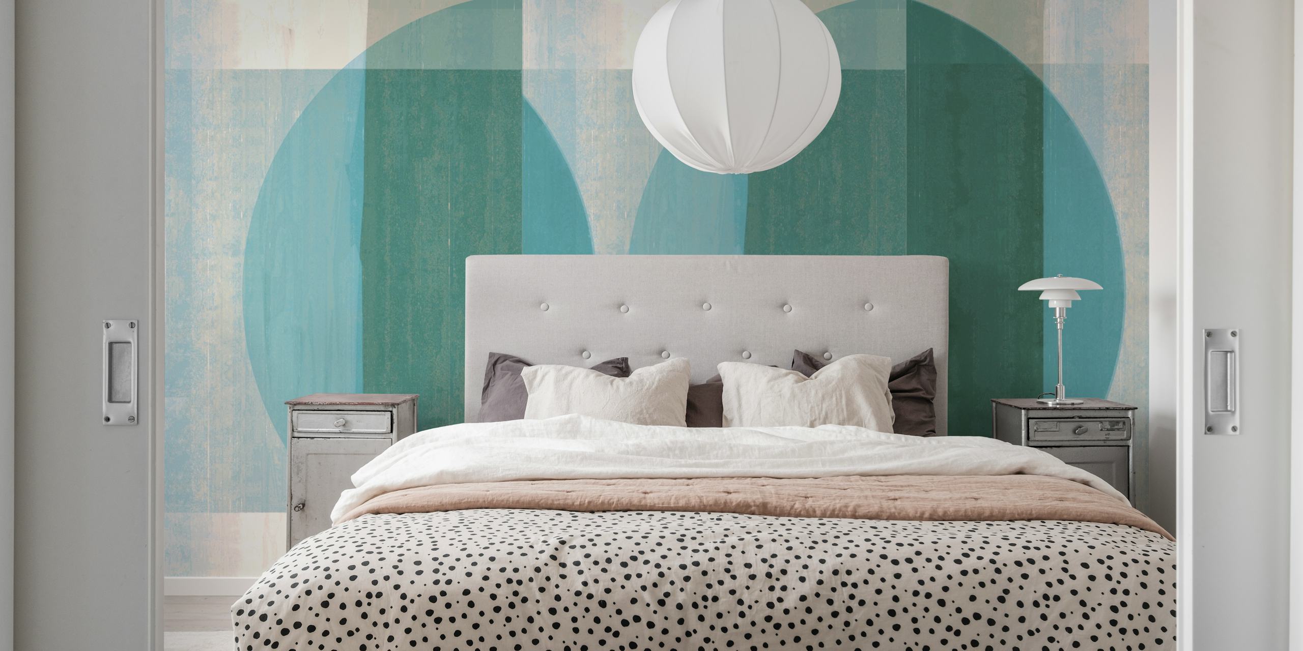 Teal Bauhaus dizajn tapeta u sobi
