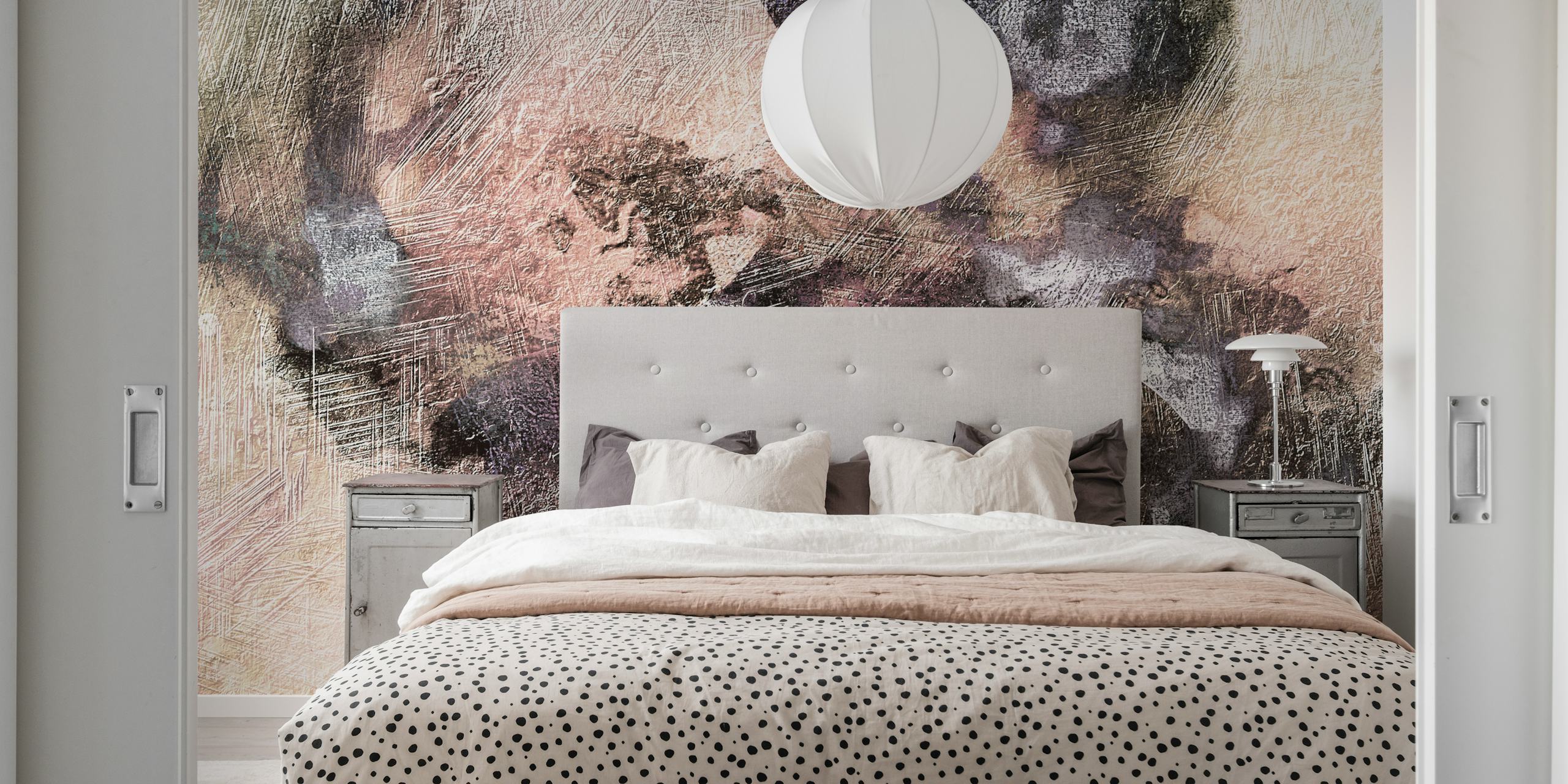 Abstract wallpaper with neutral copper tones and textured patterns