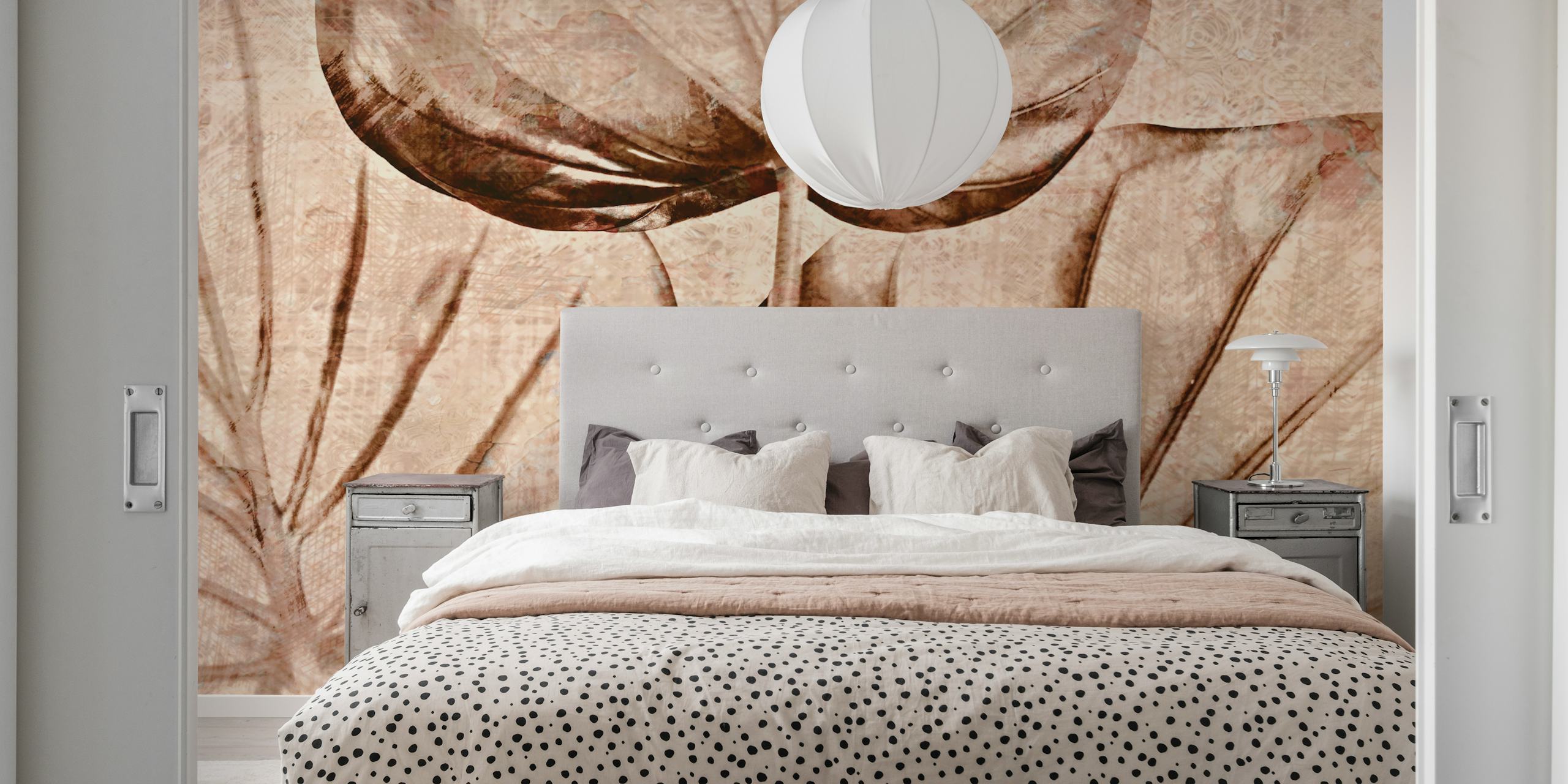 Neutrales Wandbild „Japan Leaves“ mit dezentem Laub in Erdtönen