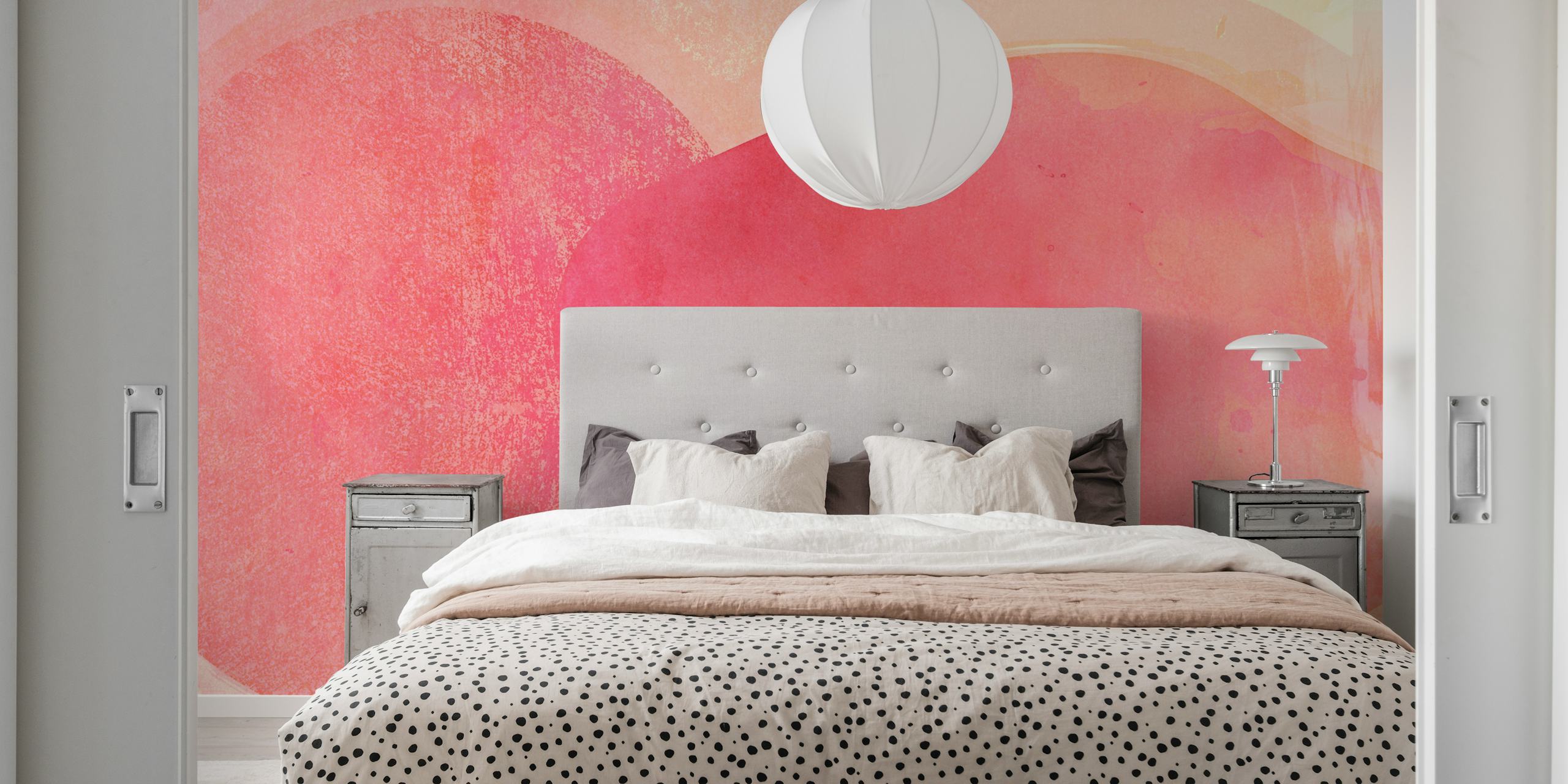 Abstract coral shapes with soft hues of pink and peach wallpaper