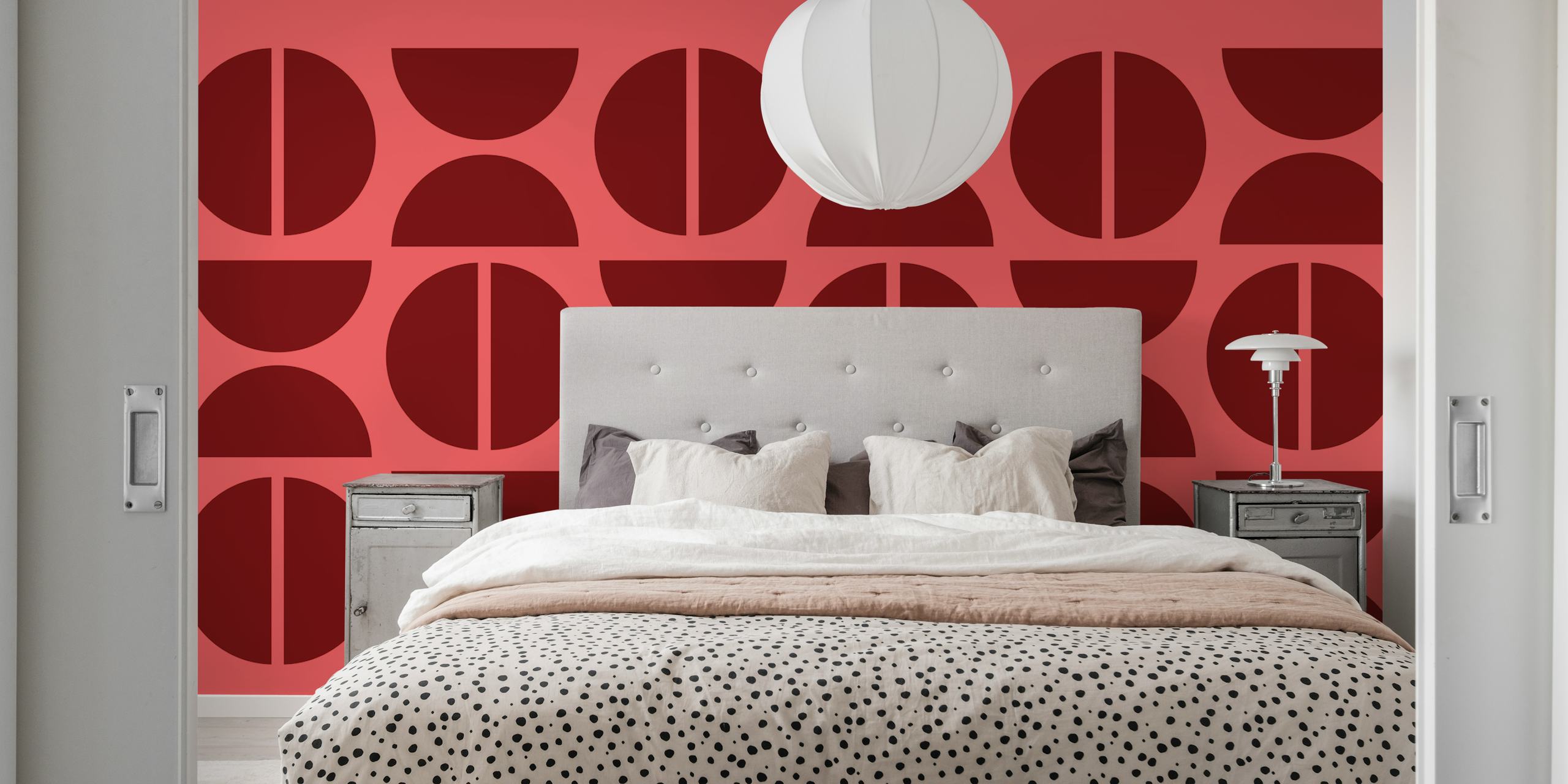 Ταπετσαρία Urban Coral Bordeaux που εμφανίζεται σε ένα δωμάτιο